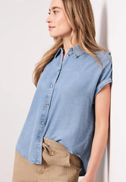 Bluse im Denim-Look