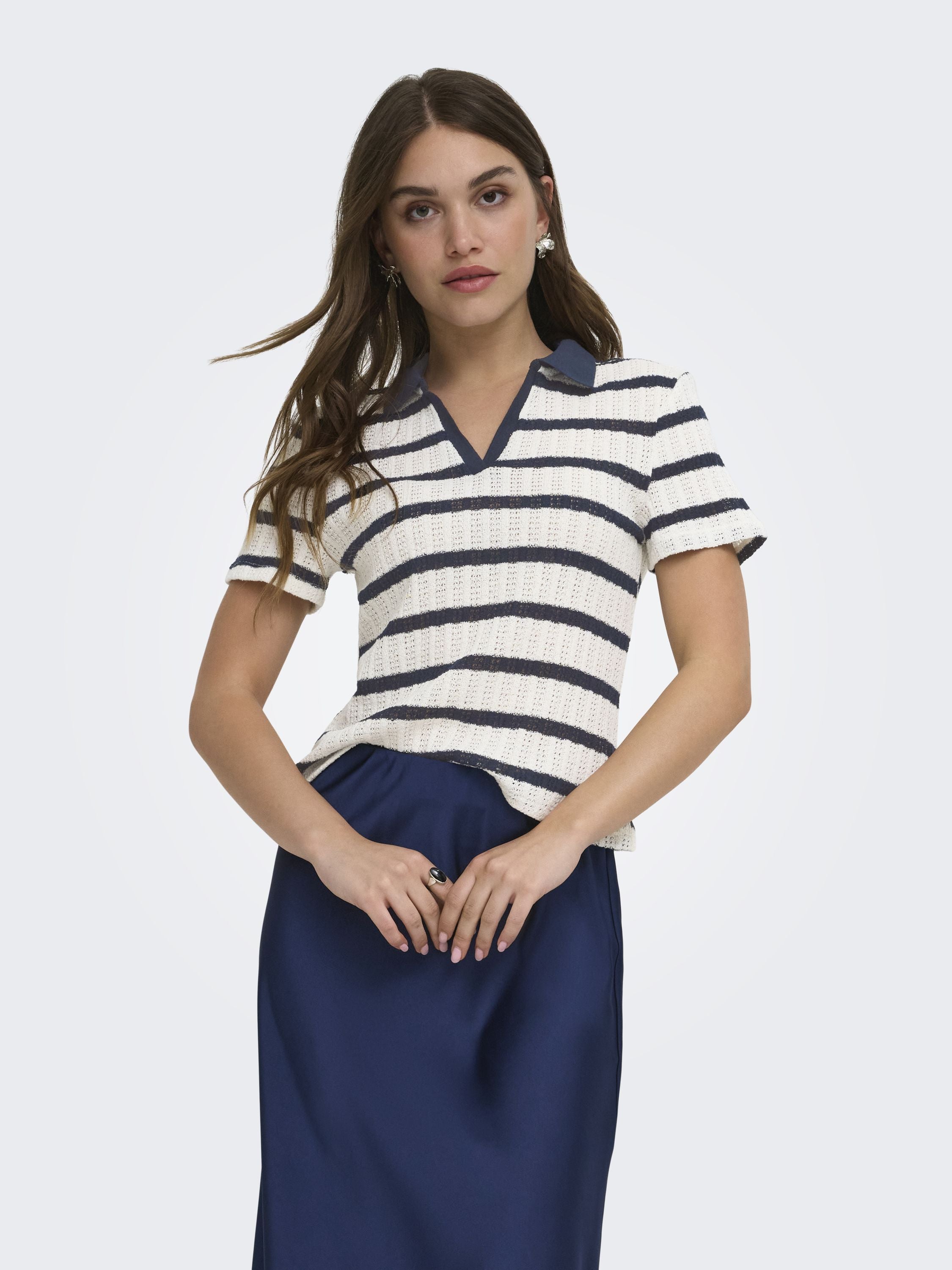 Strick-Poloshirt aus Baumwollmix