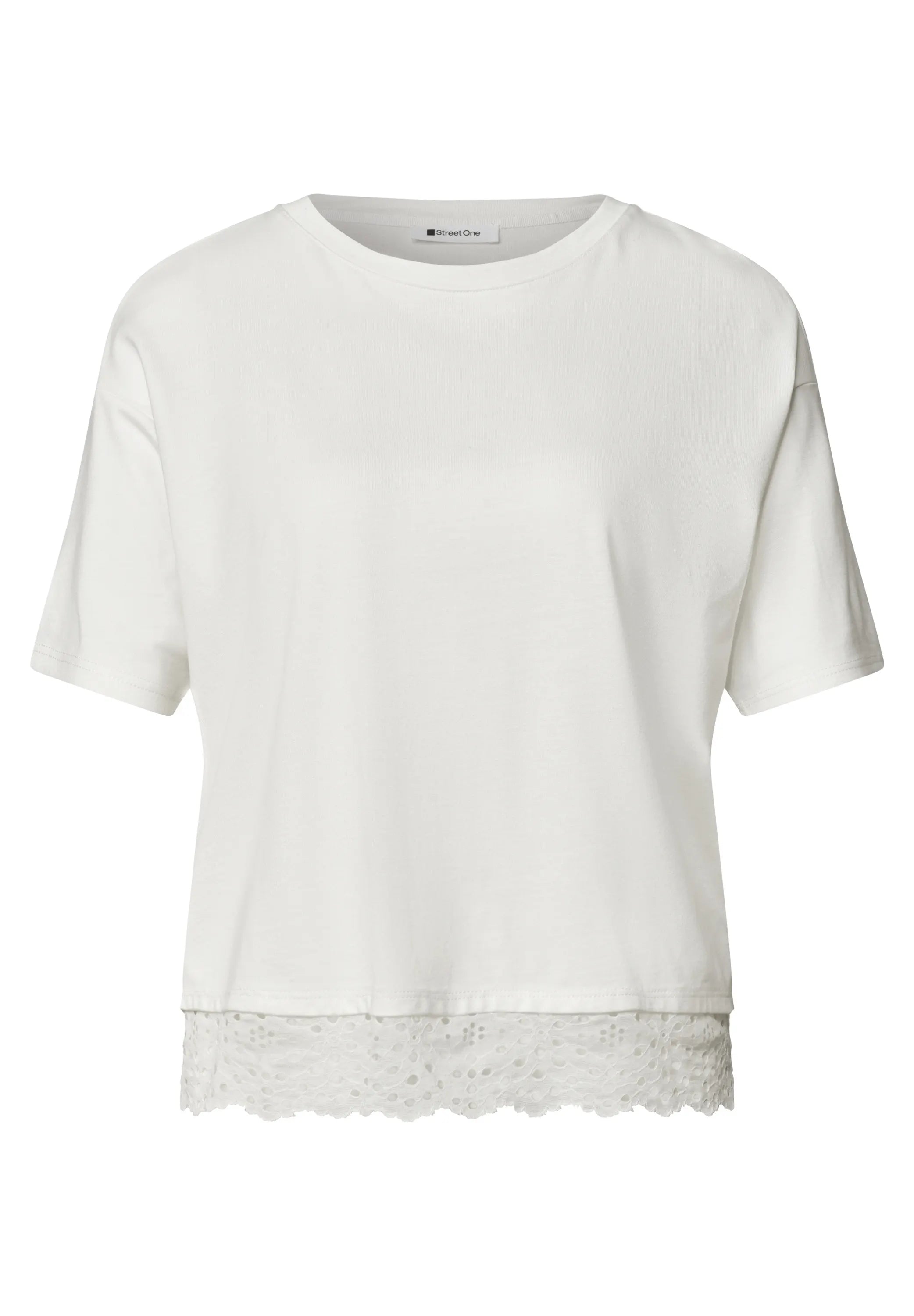 T-Shirt aus Baumwollmix mit Spitze