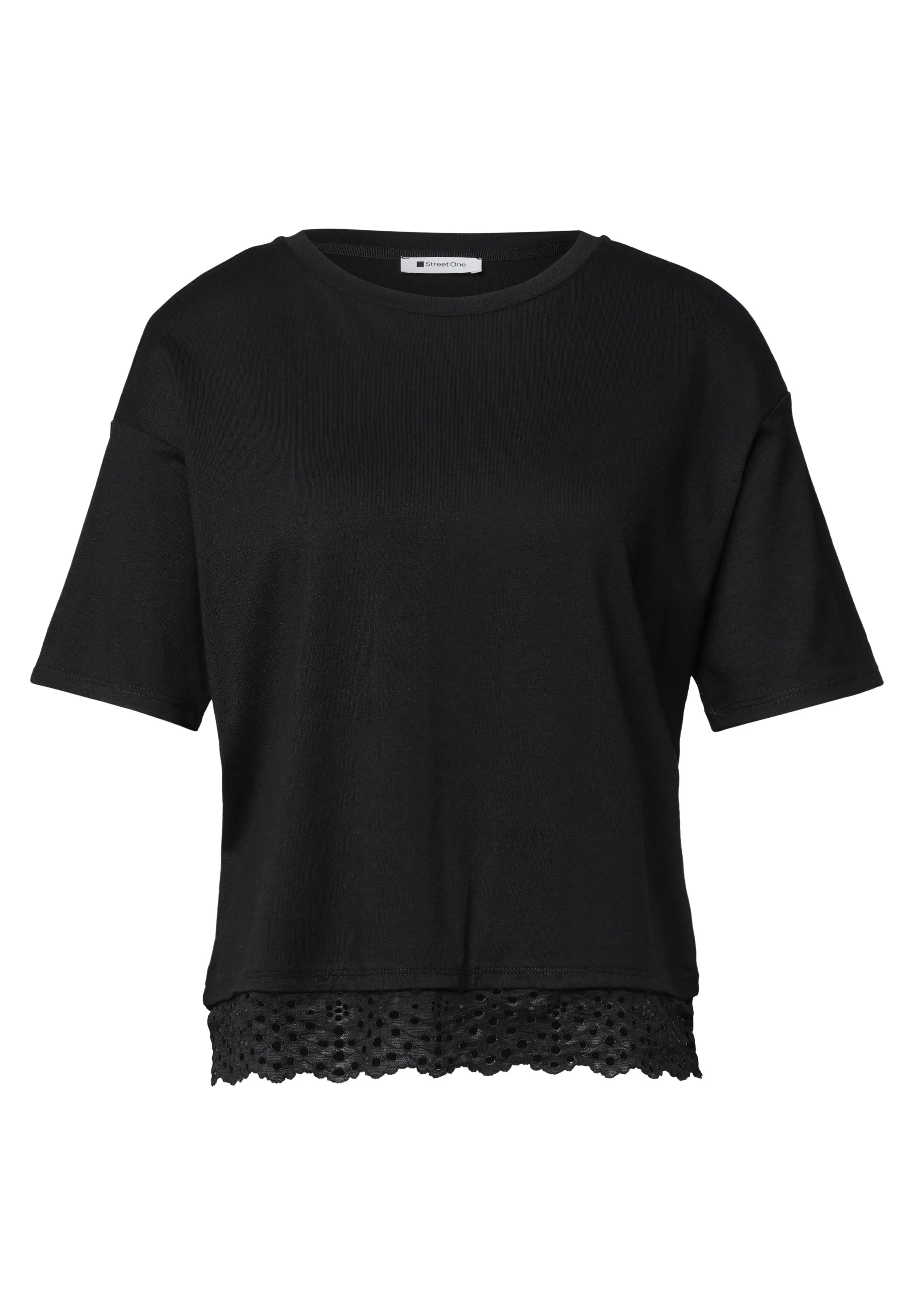 T-Shirt aus Baumwollmix mit Spitze
