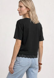 T-Shirt aus Baumwollmix mit Spitze
