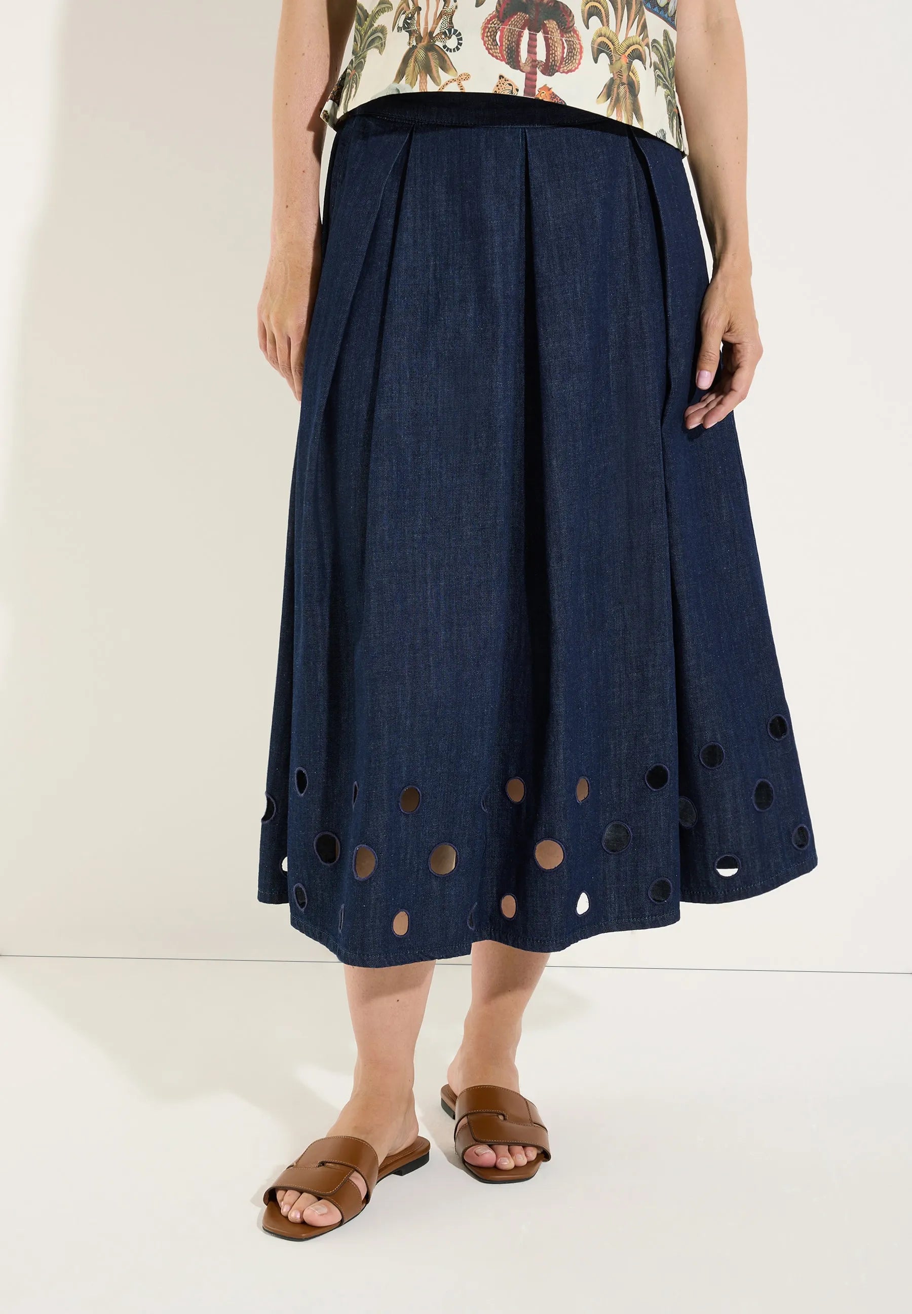 Jeansrock Midi aus Baumwolle