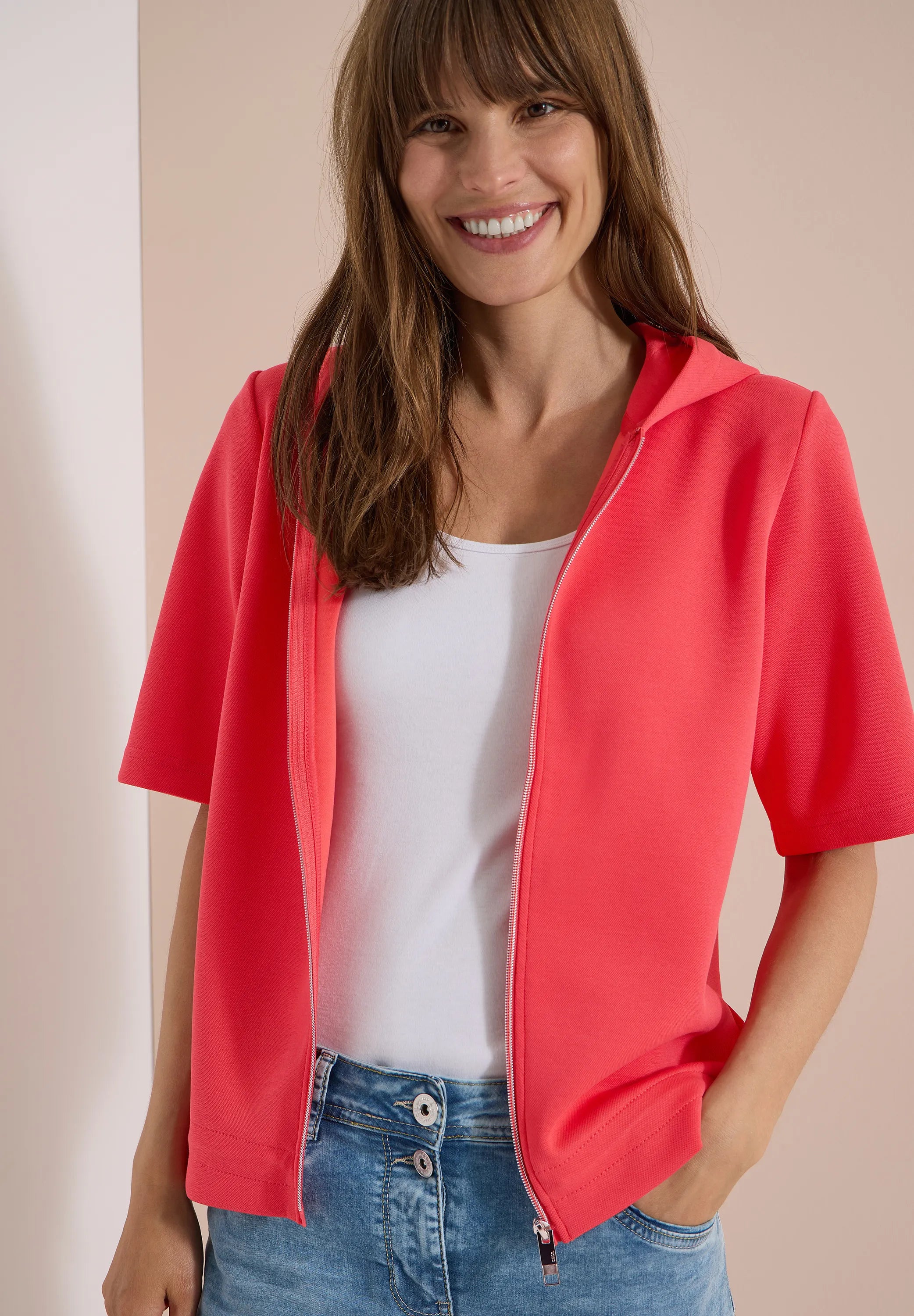 Sweatshirtjacke aus Baumwollmix