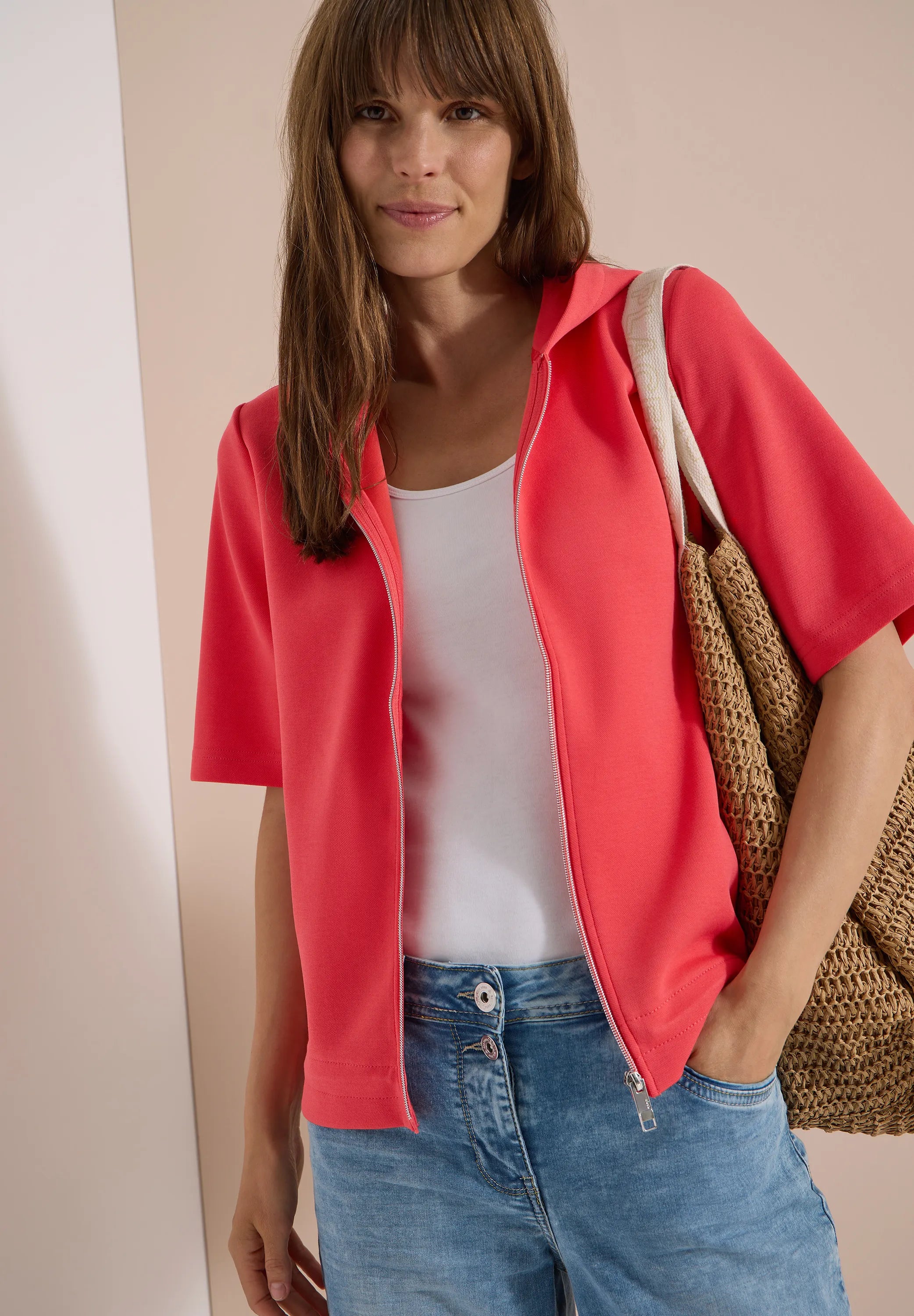 Sweatshirtjacke aus Baumwollmix