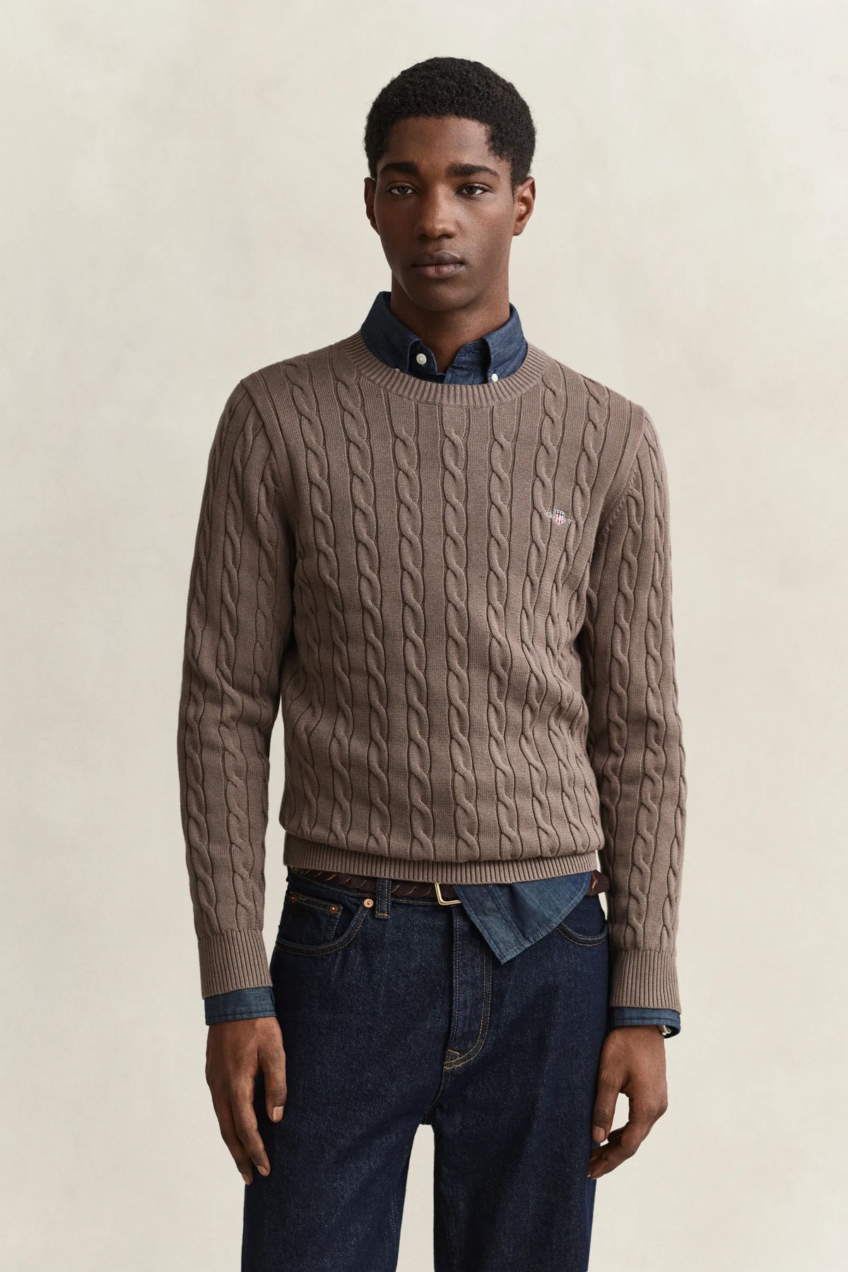 Strickpullover mit Zopfmuster
