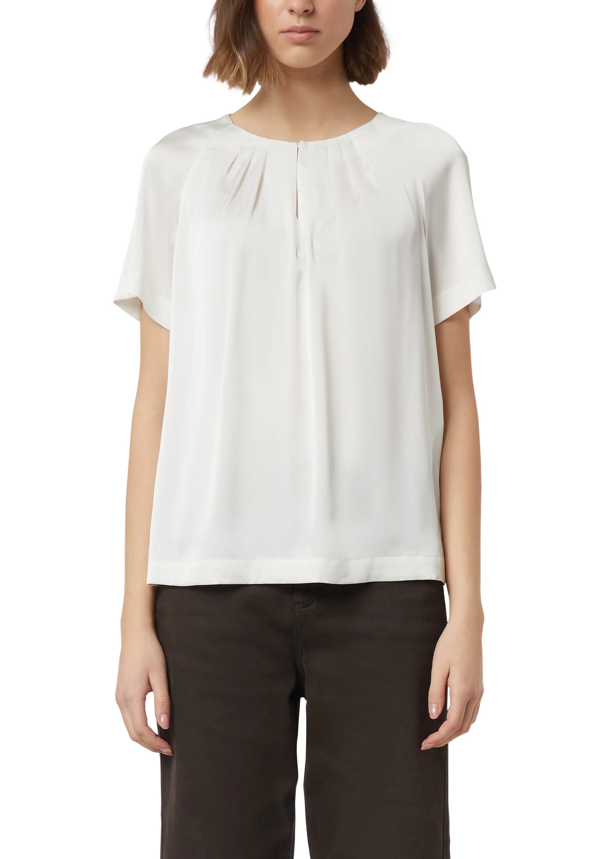 Bluse mit Raffung am Ausschnitt