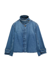 Jeansjacke mit Stehkragen