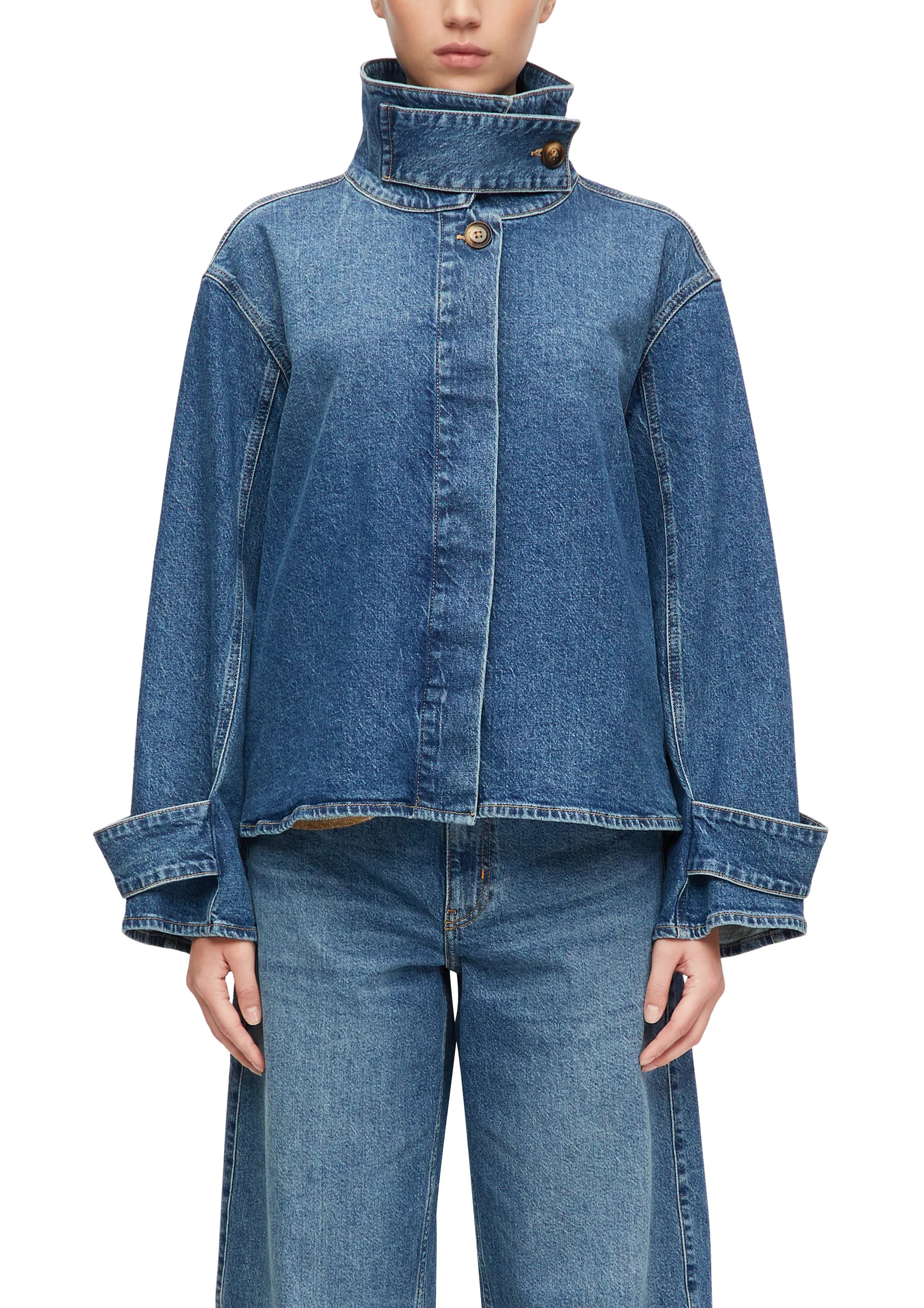 Jeansjacke mit Stehkragen