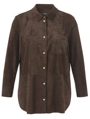 Lange Bluse aus Wildlederoptik
