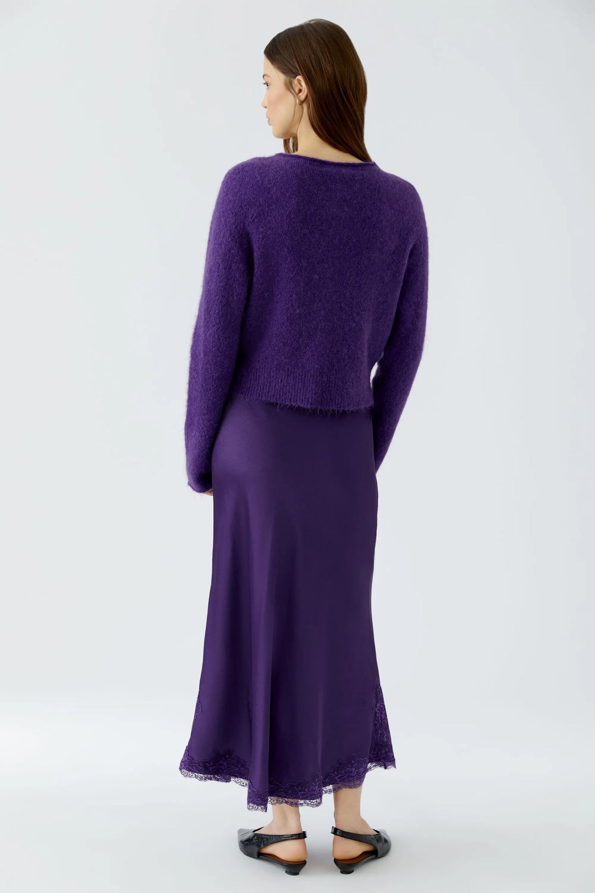 Satinrock Maxi mit Spitze