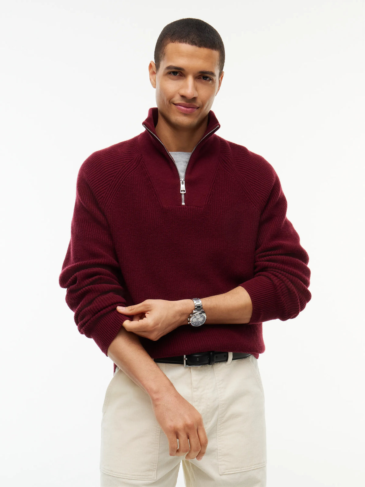 Strickpullover mit Quarter Zip