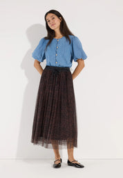 Plisseerock Midi mit Mesh