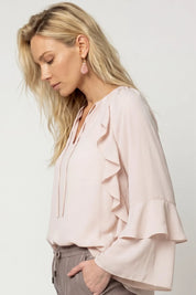 Chiffonbluse mit V-Ausschnitt