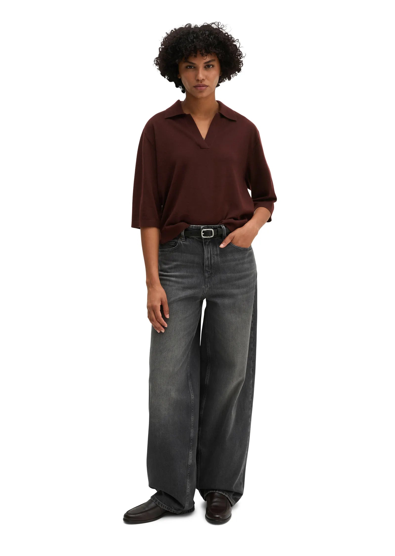 Strick-Poloshirt Loose Fit