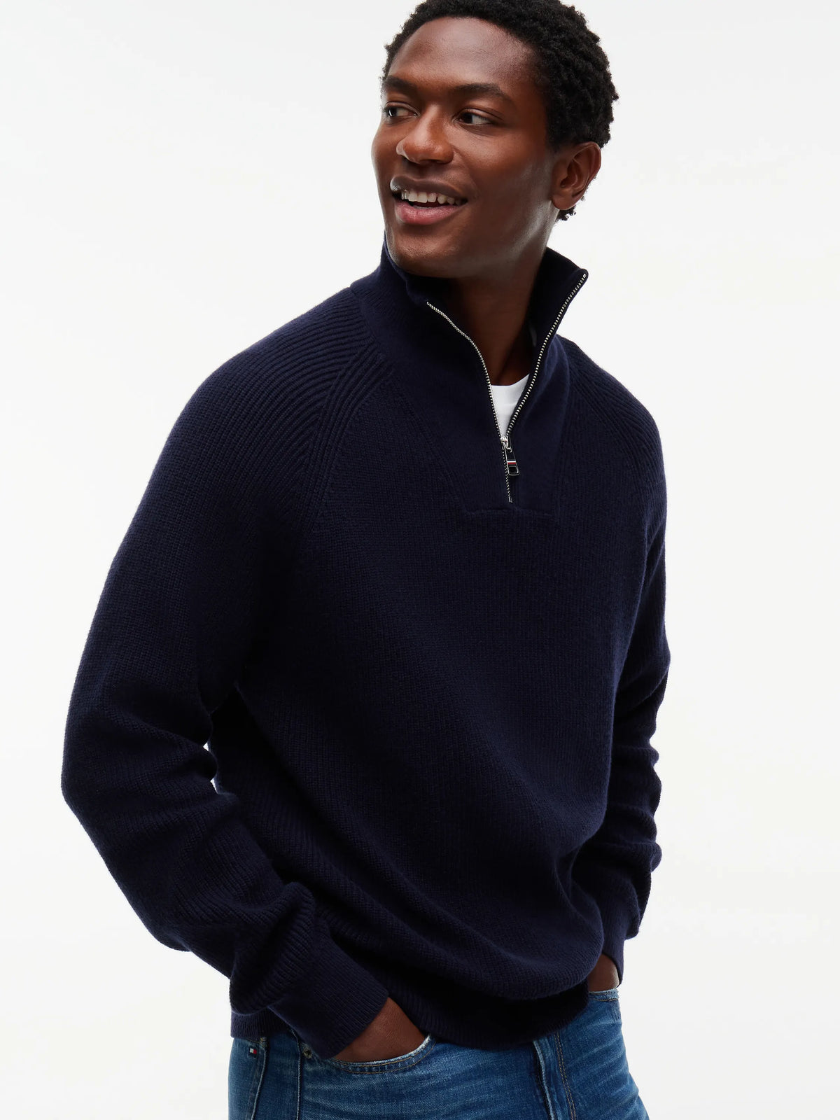 Strickpullover mit Quarter Zip
