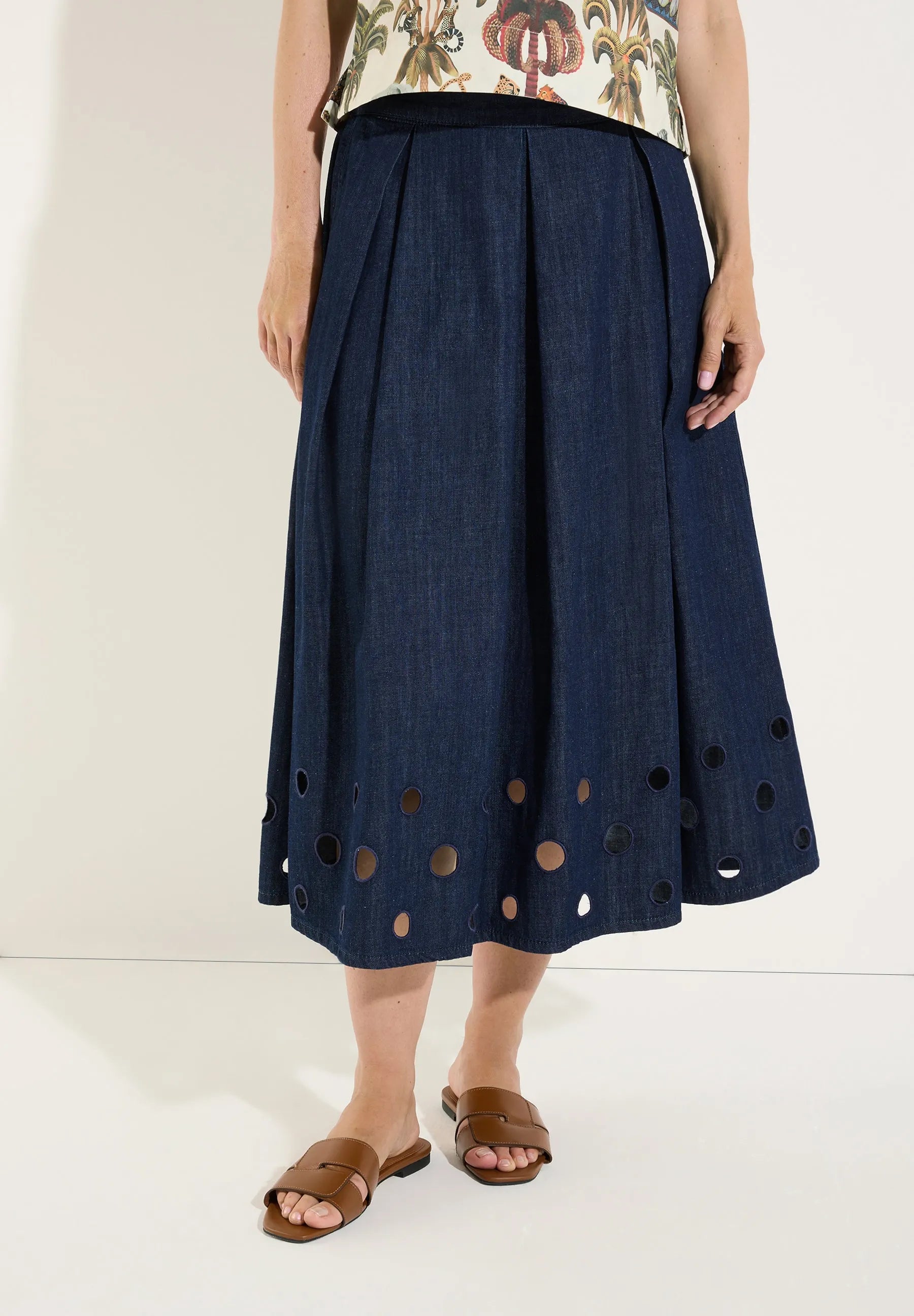 Jeansrock Midi aus Baumwolle