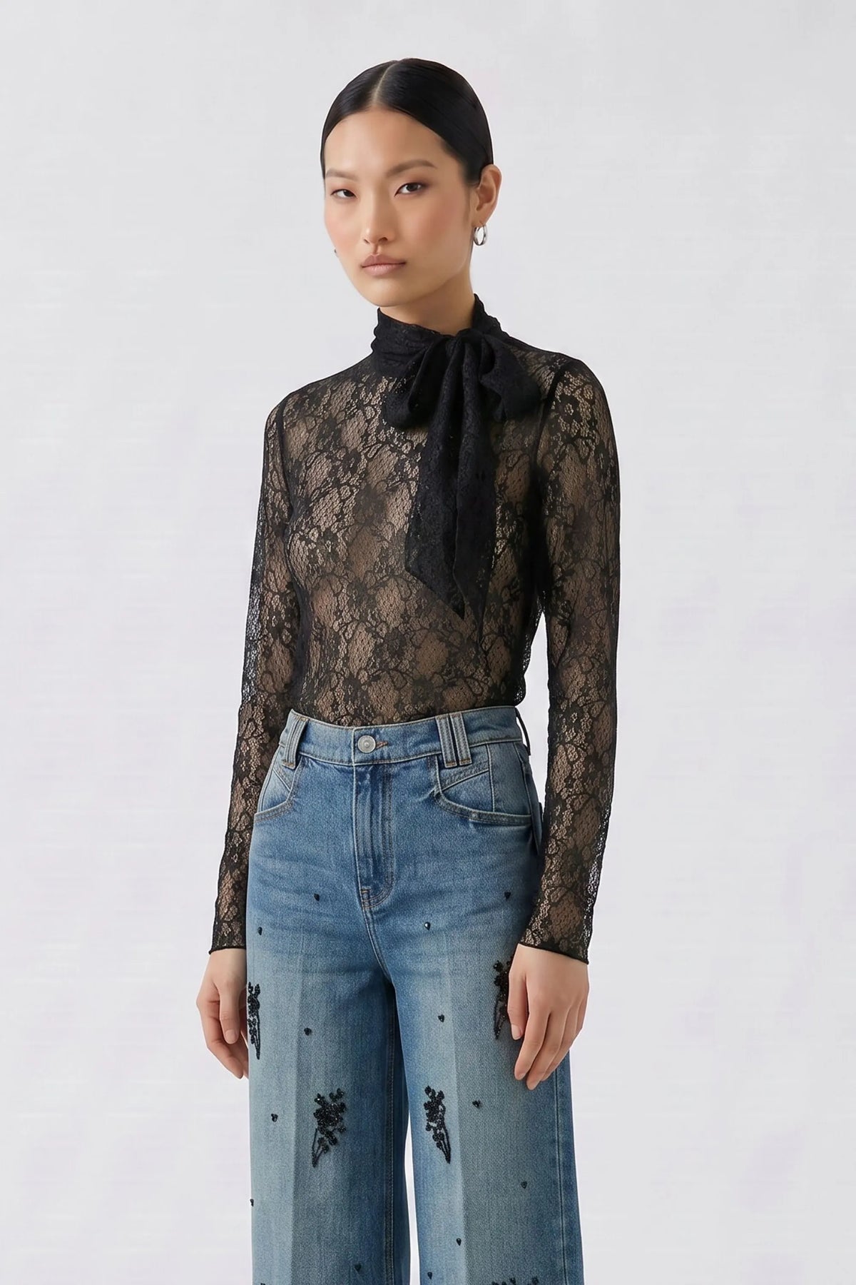 Langarmshirt  mit Stehkragen