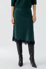Satinrock Midi mit Spitze