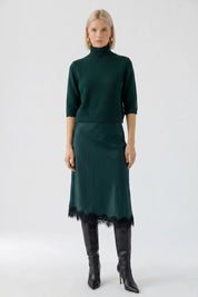 Satinrock Midi mit Spitze