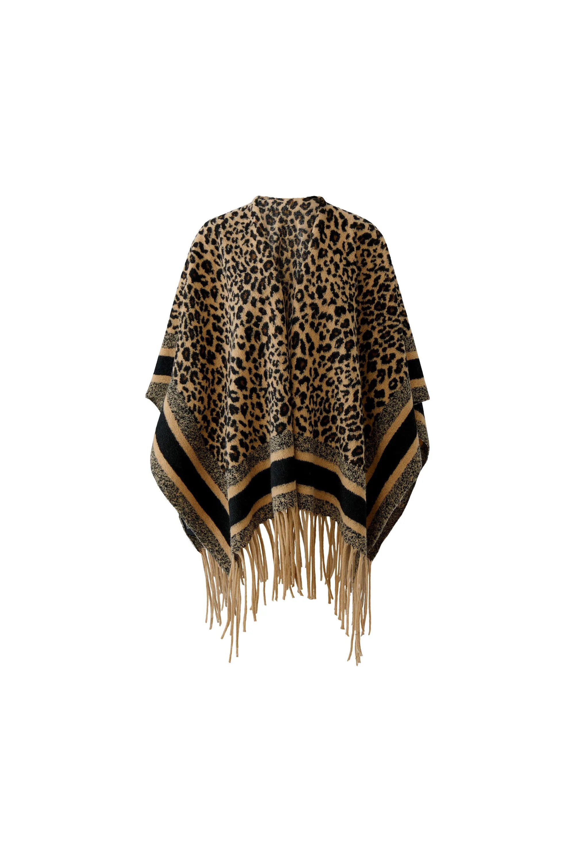 Poncho mit Leopardenmuster