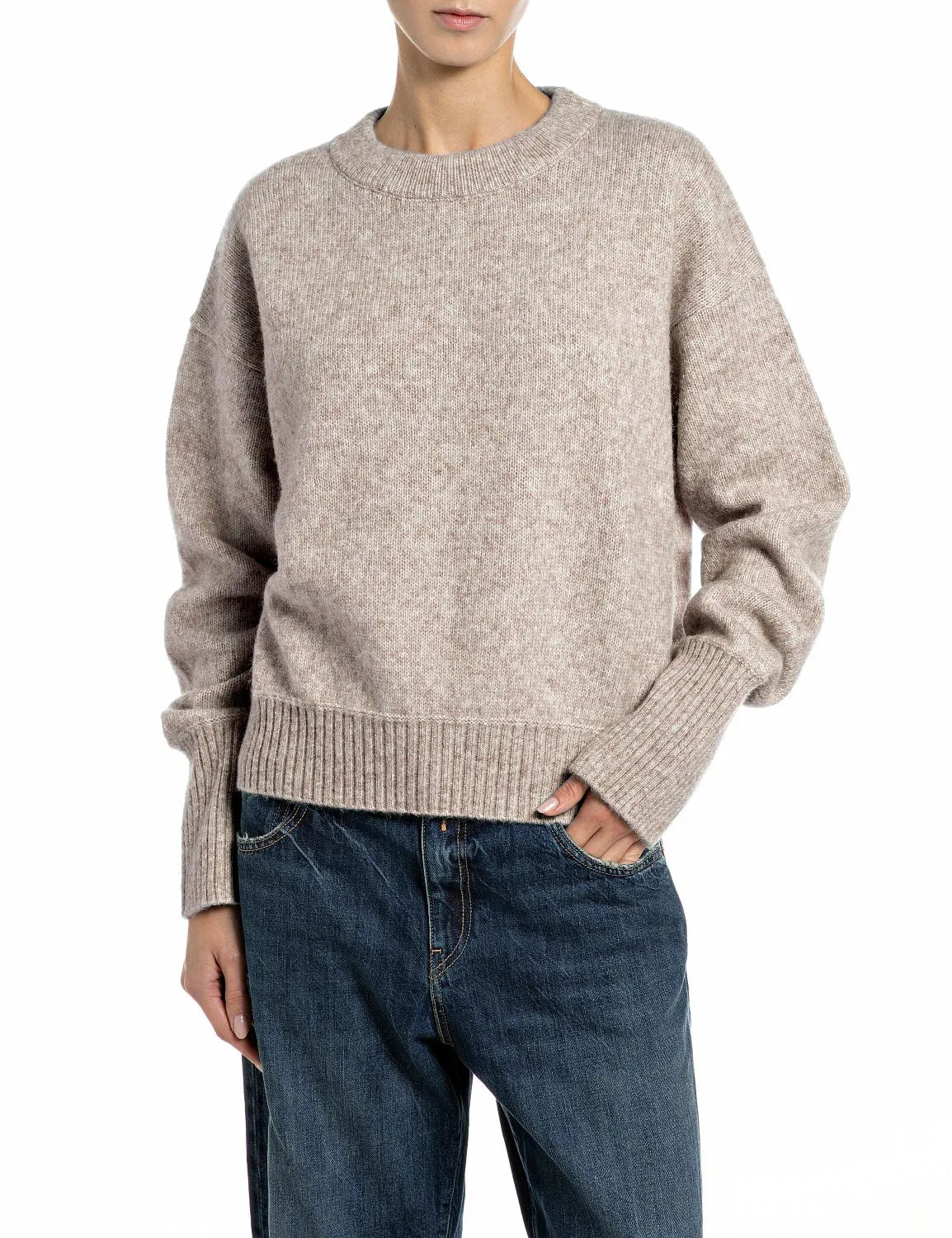 Strickpullover mit Rundhalsausschnitt