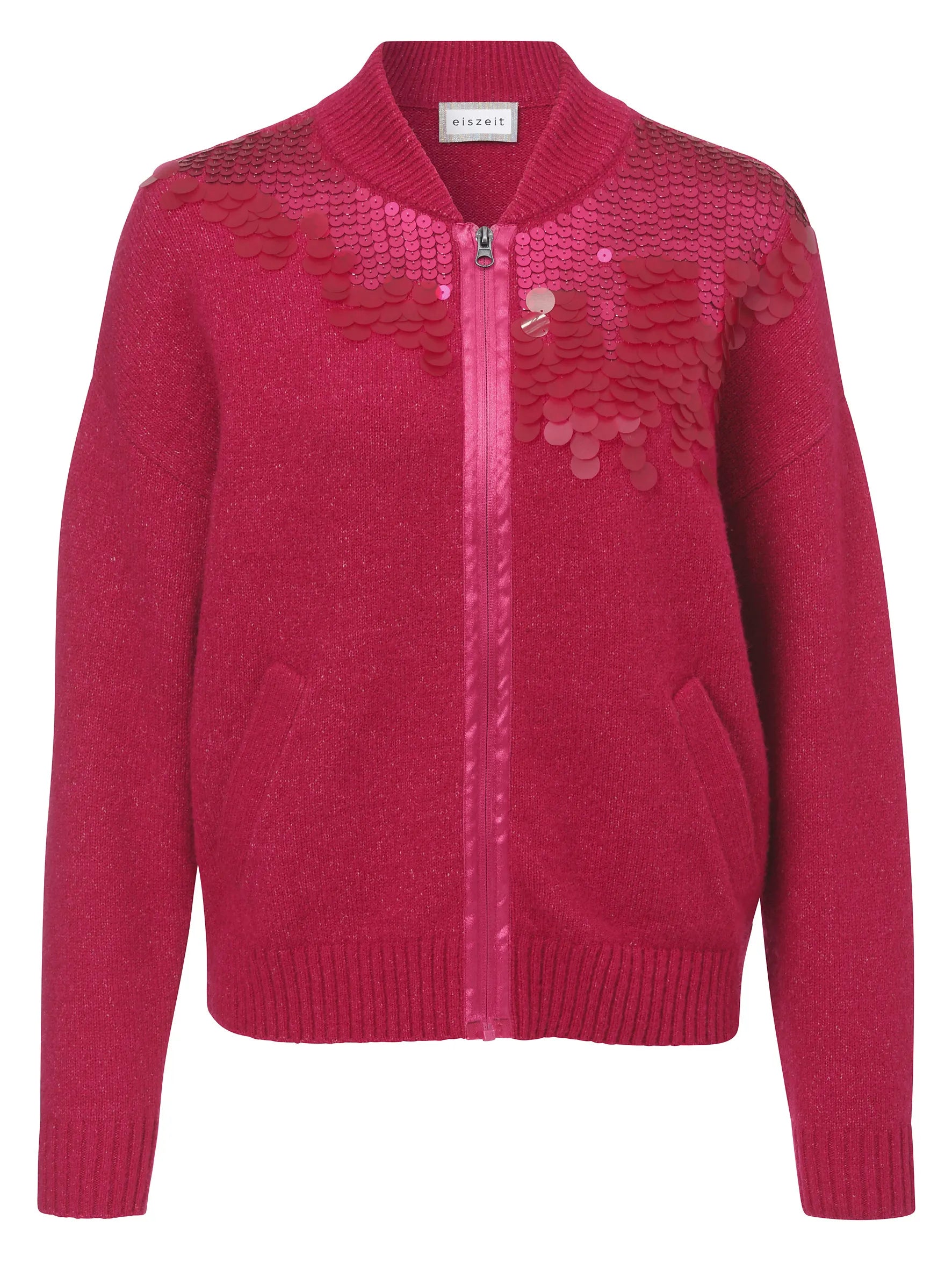 Strickjacke mit Bündchenkragen