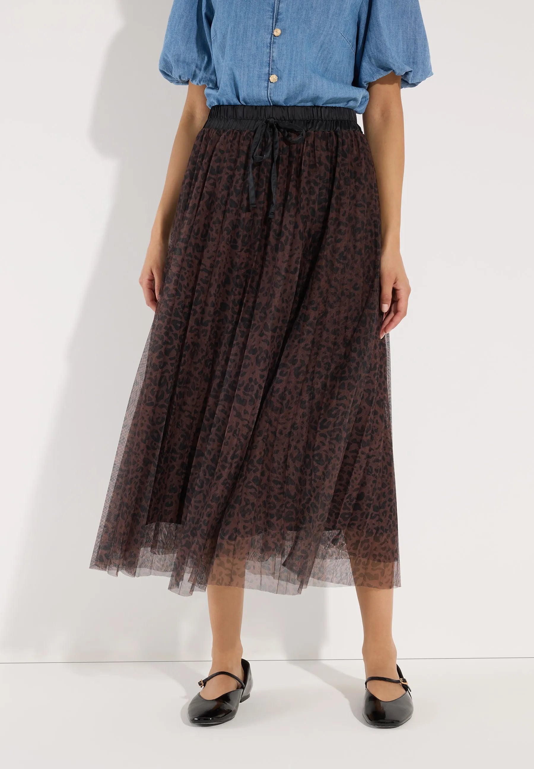 Plisseerock Midi mit Mesh