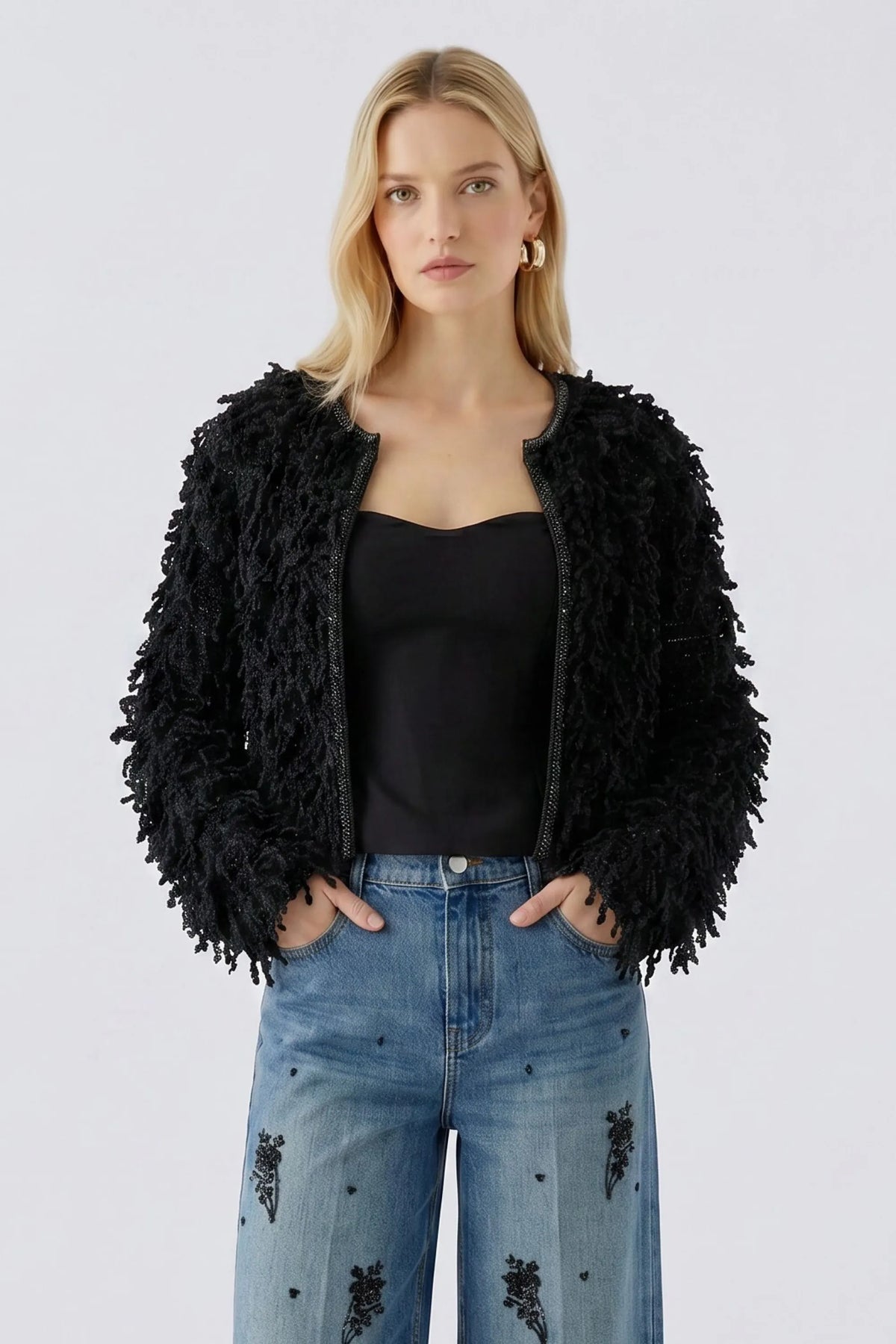 Strickjacke mit Fransen