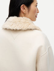 Wolljacke mit Kunstpelz-Kragen