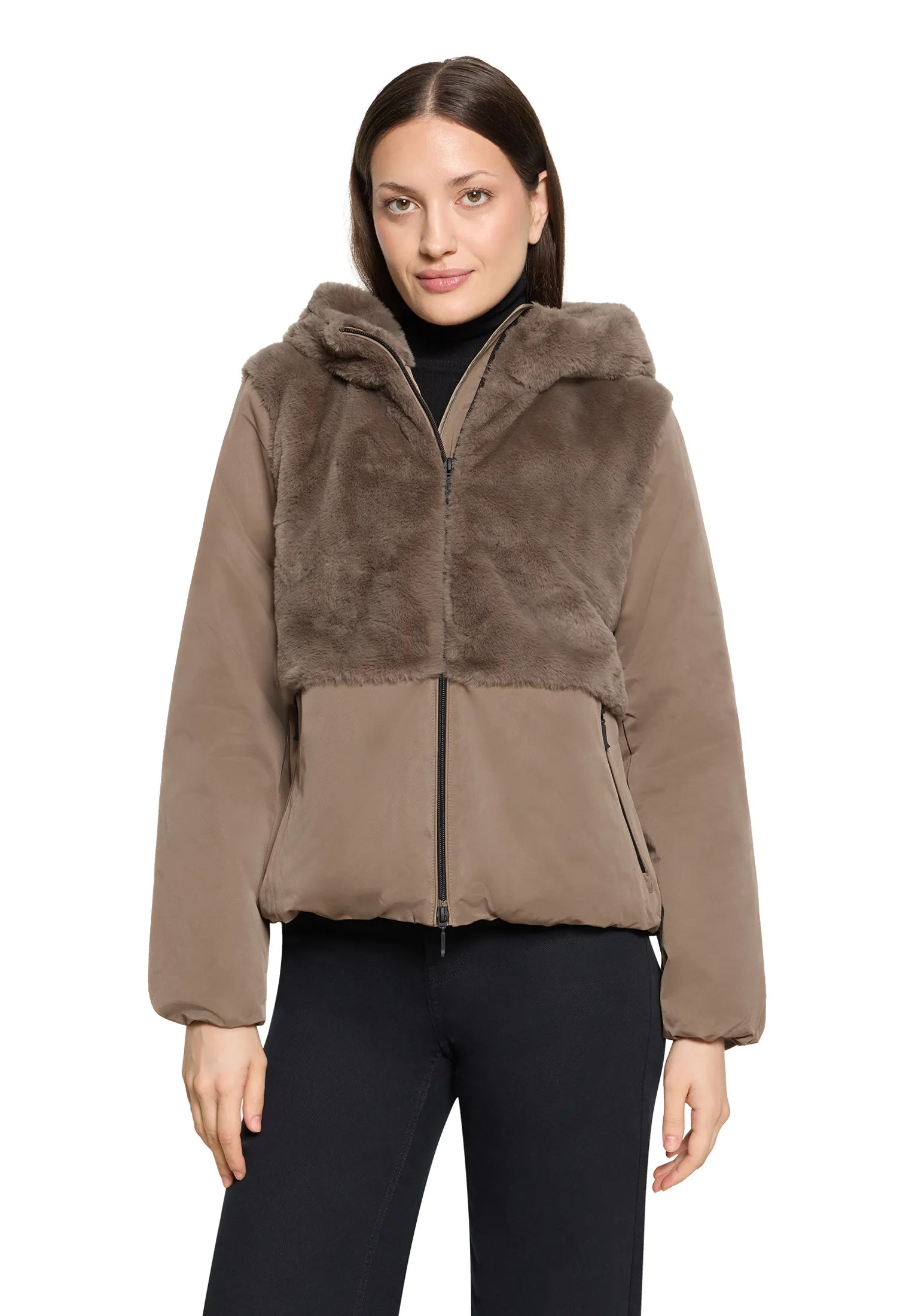 Übergangsjacke mit Kunstpelz