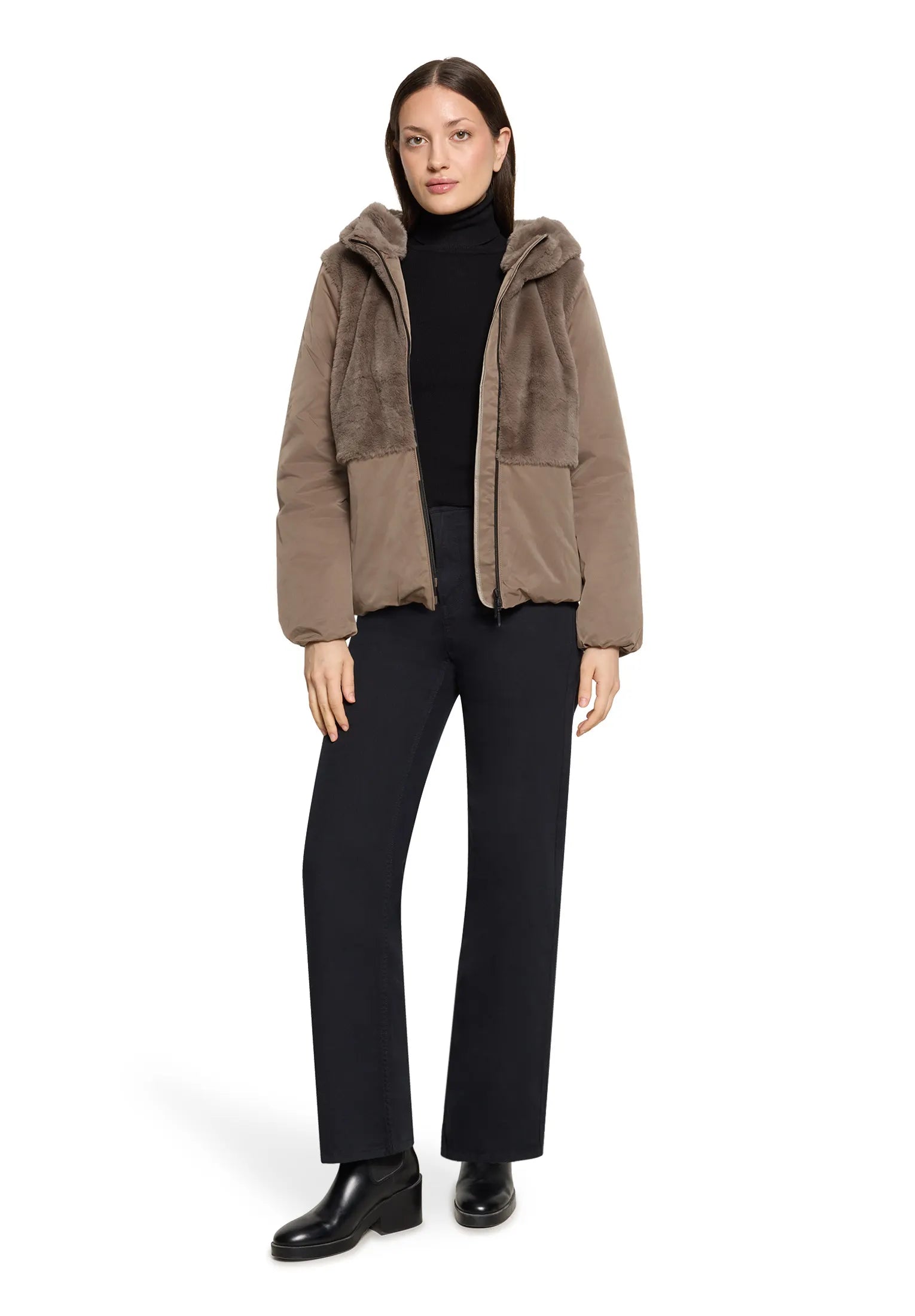 Übergangsjacke mit Kunstpelz