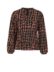 Bluse mit abstraktem Hahnentrittmuster