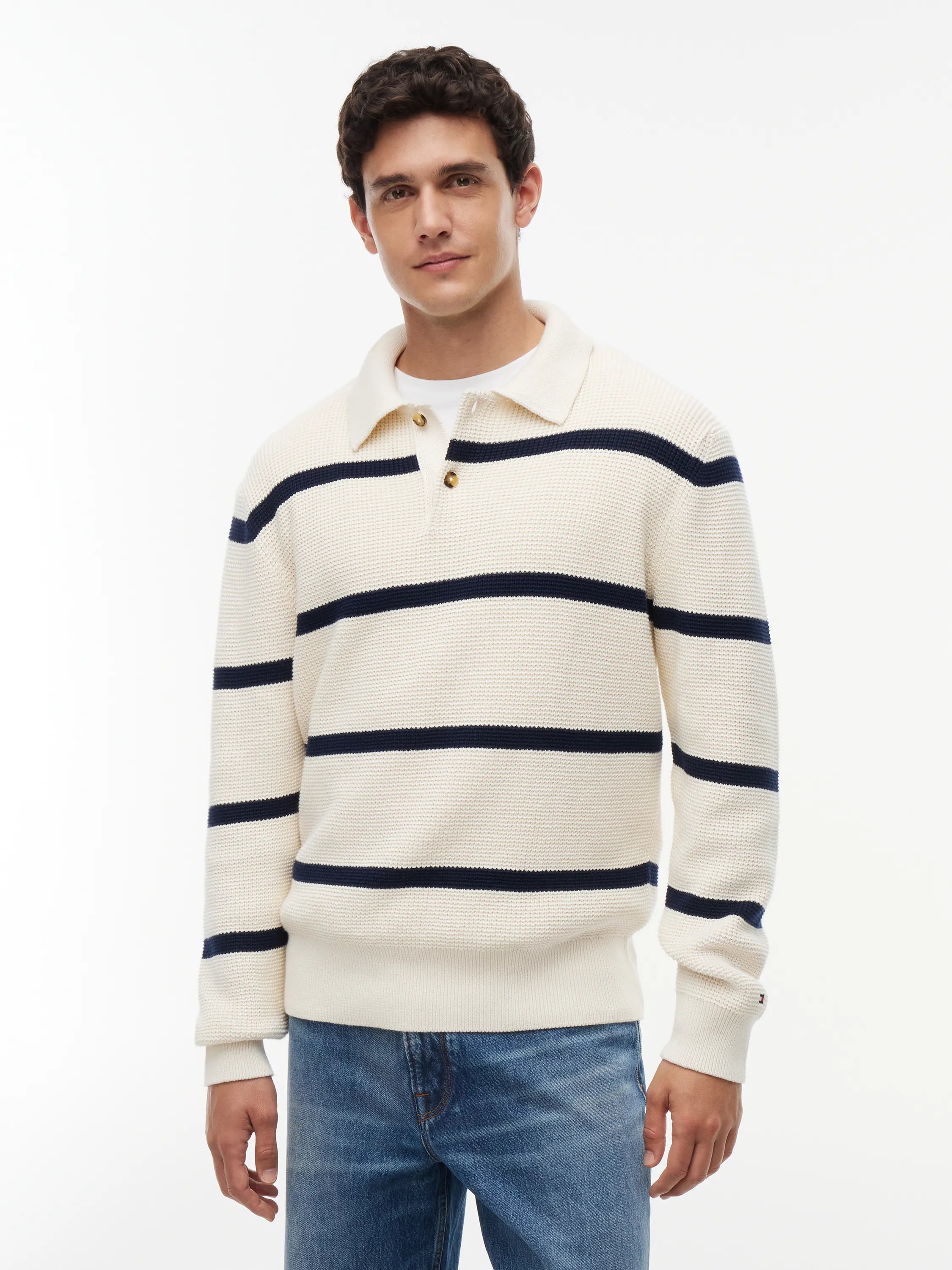 Strickpoloshirt aus Baumwolle