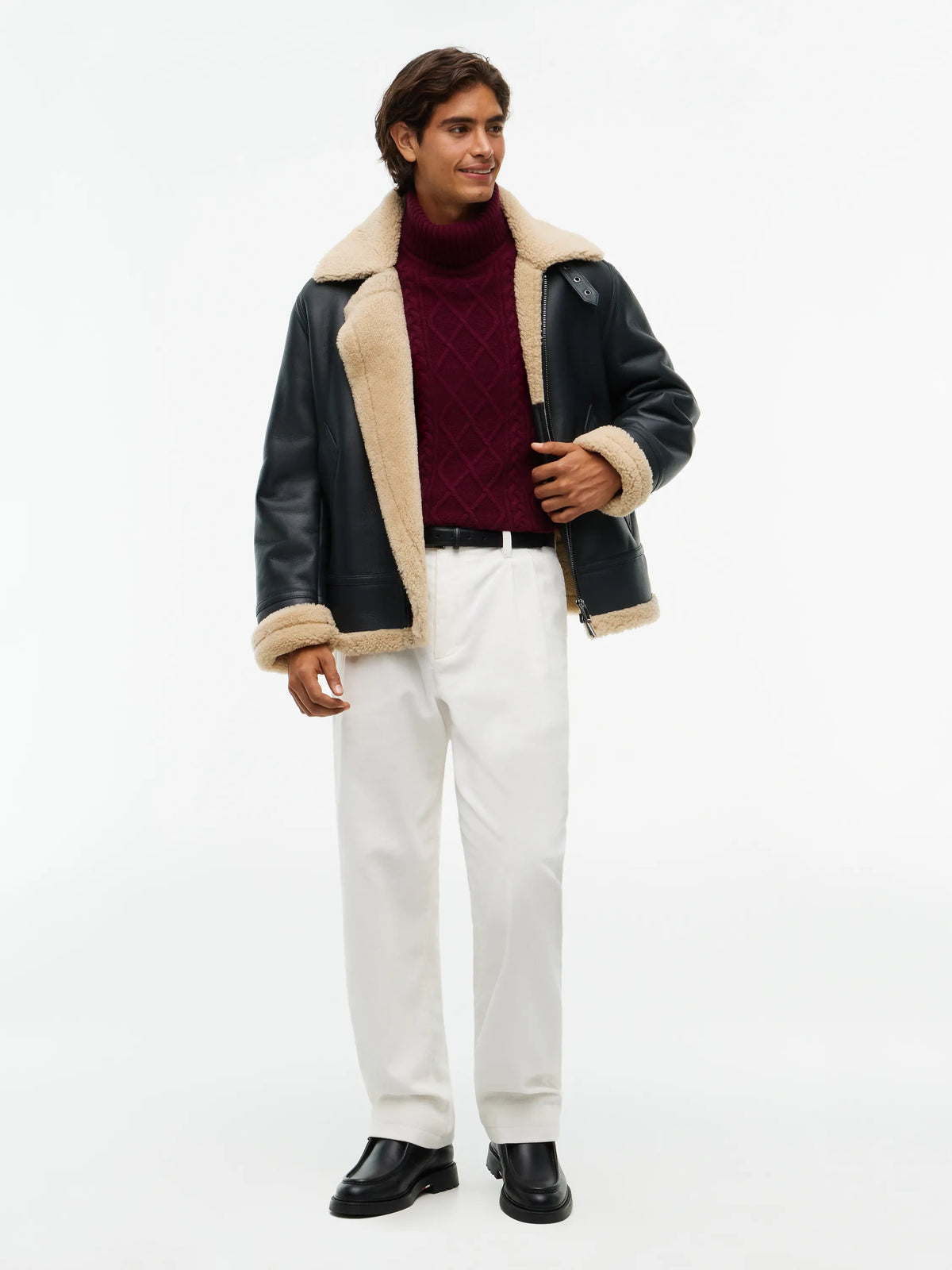 Shearlingjacke mit Teddykragen