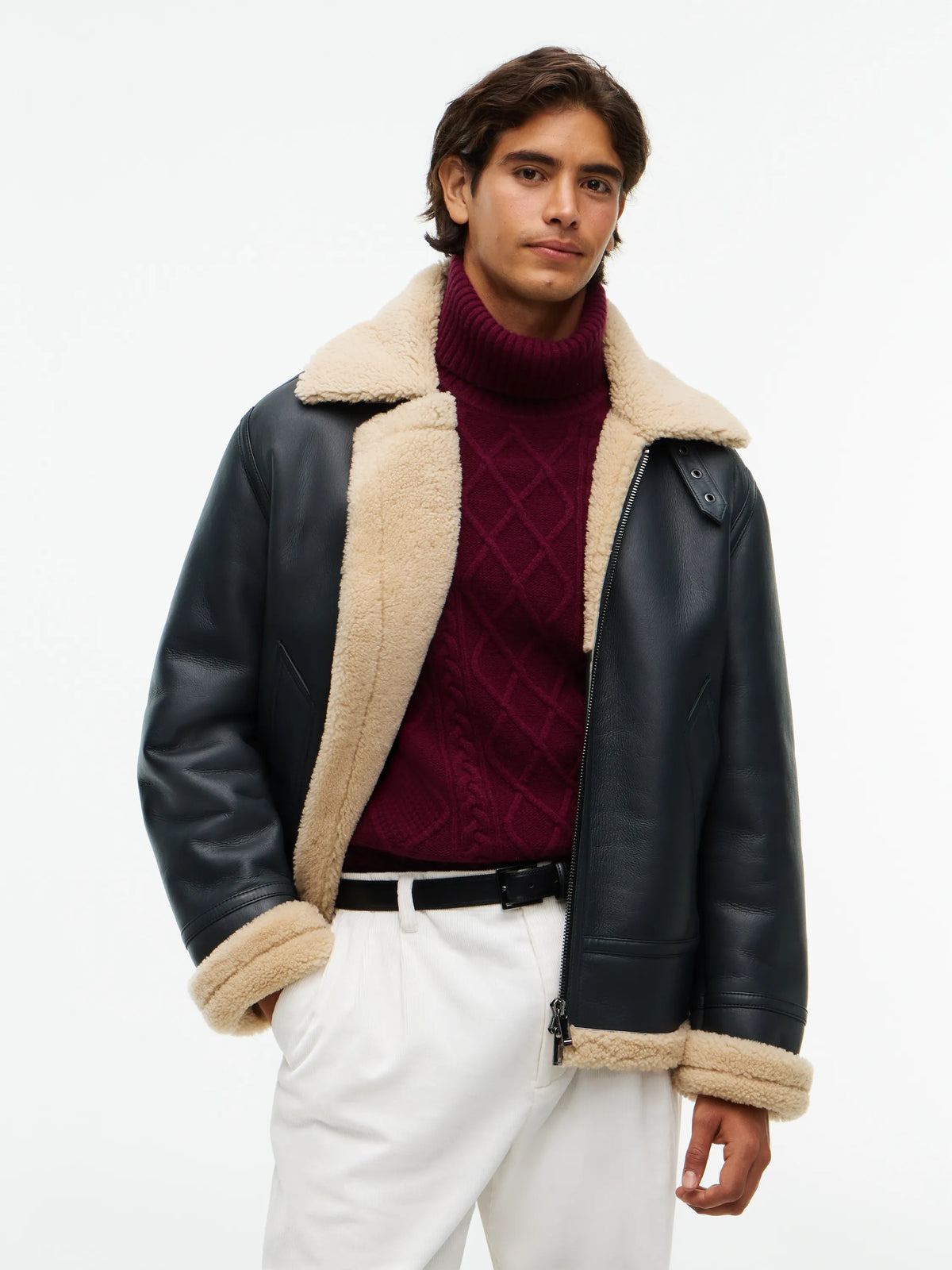 Shearlingjacke mit Teddykragen