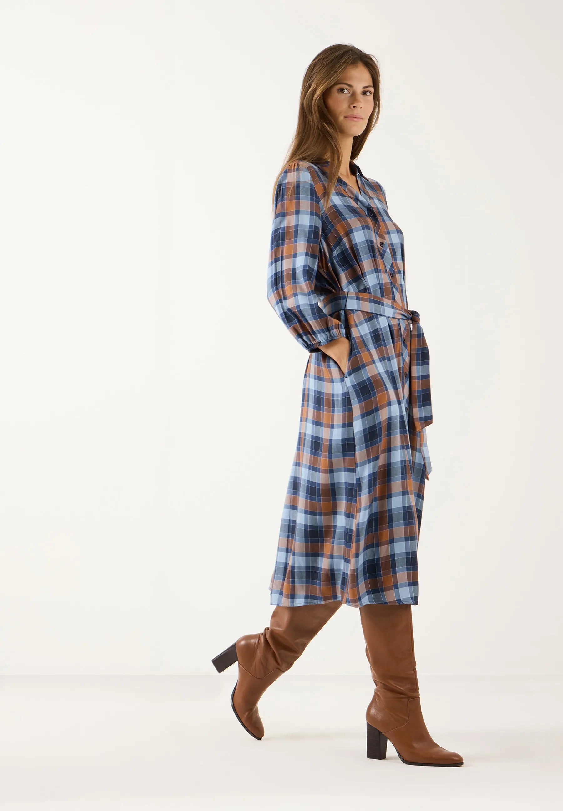 Hemdblusenkleid Midi aus Viskose