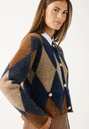 Strick-Cardigan mit Rhomben-Muster