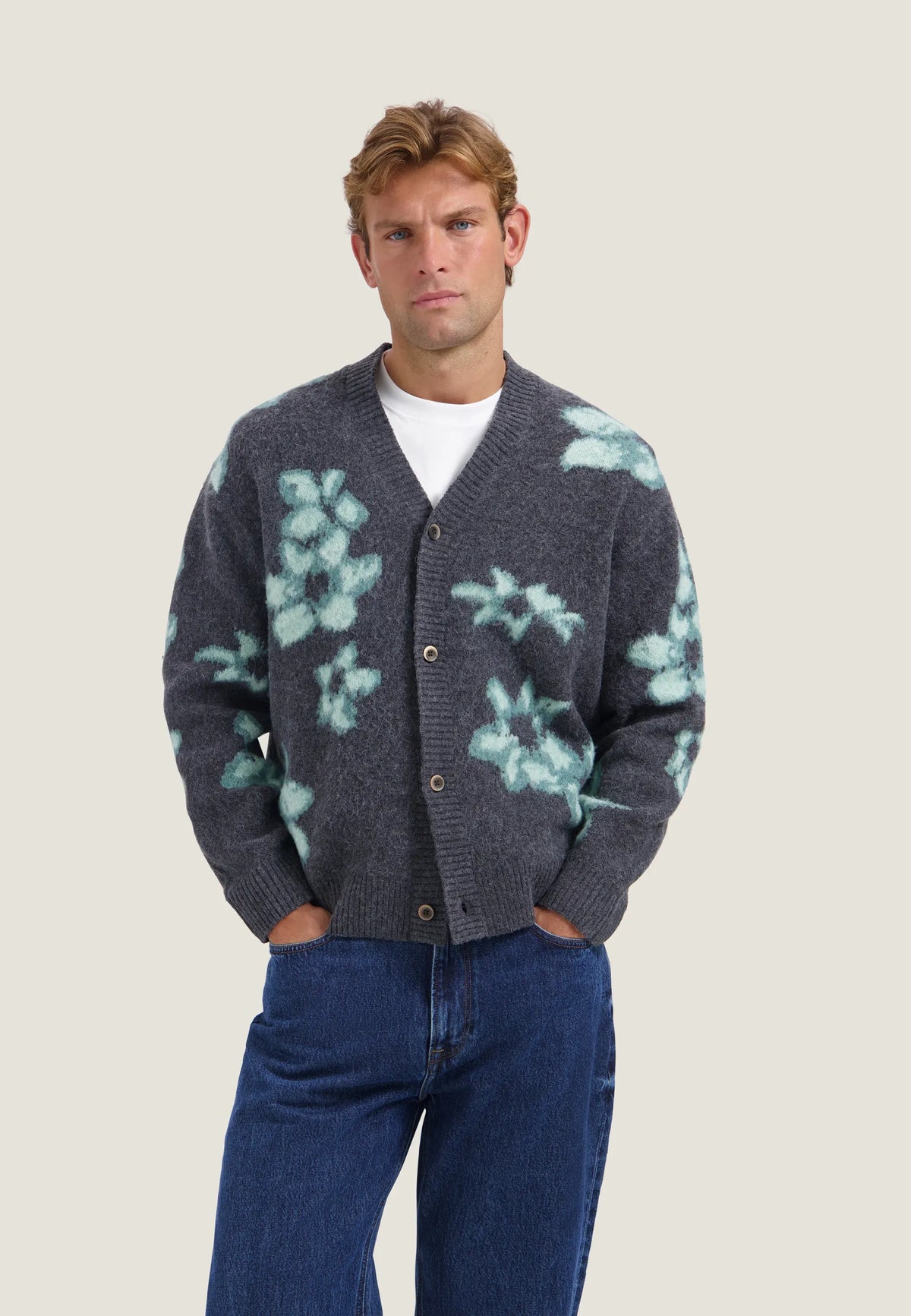 Strick-Cardigan floral gemustert