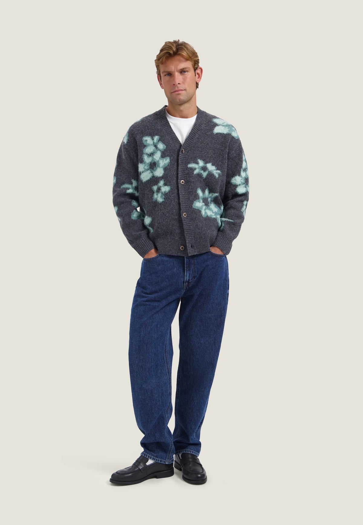 Strick-Cardigan floral gemustert