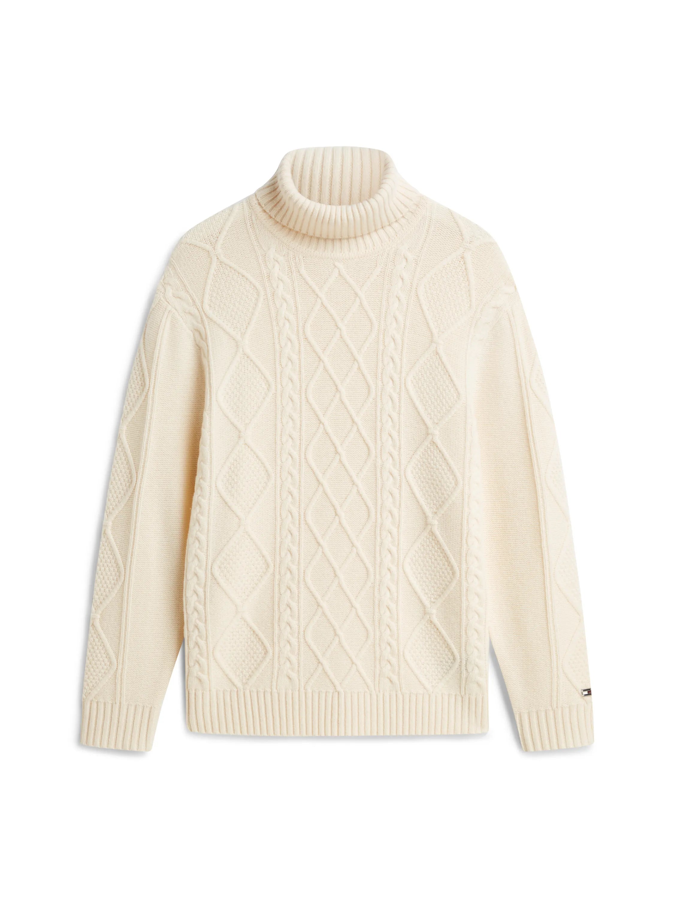 Rollkragenpullover CABLE aus Kaschmir-Mix
