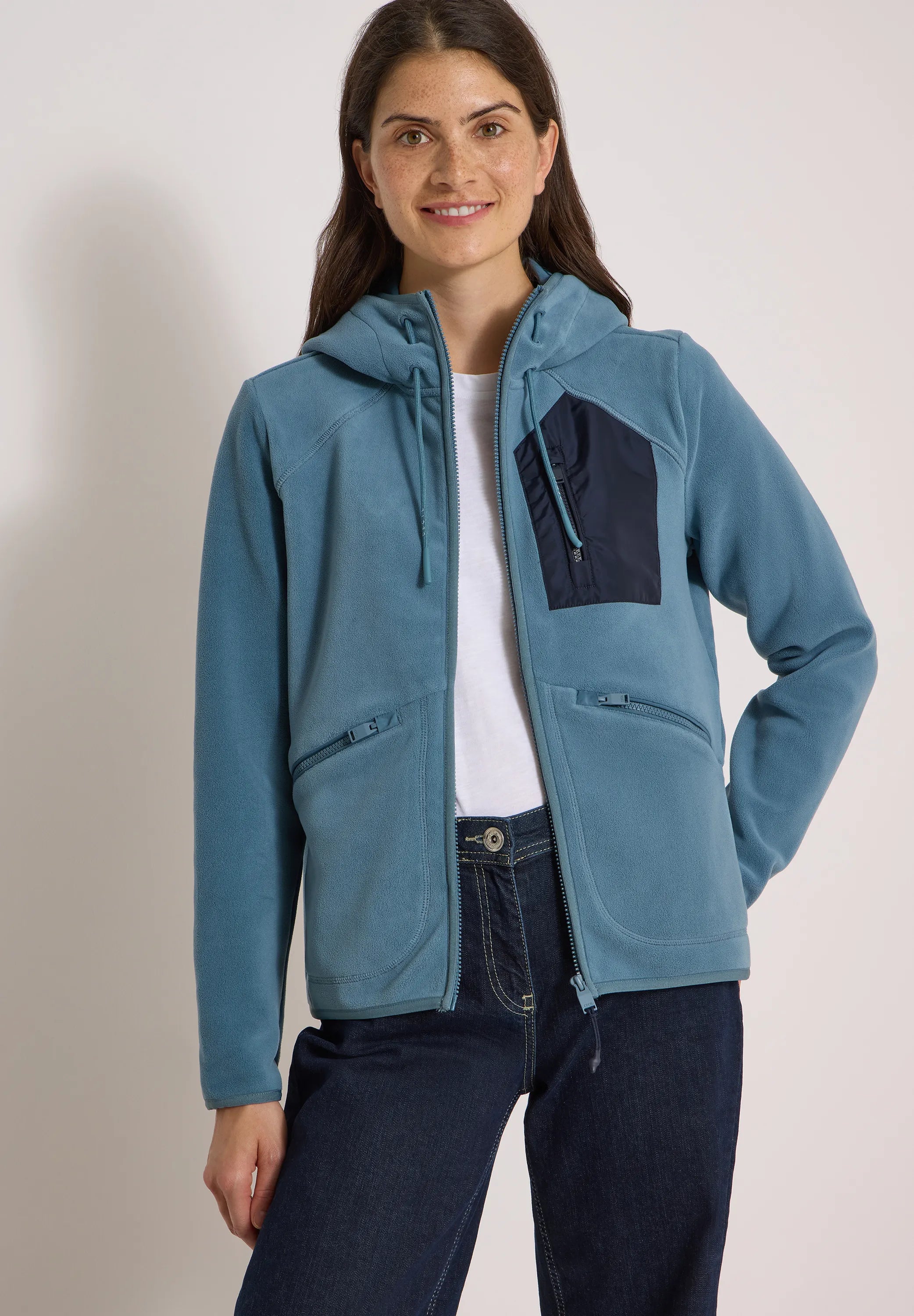 Fleecejacke mit Kapuze