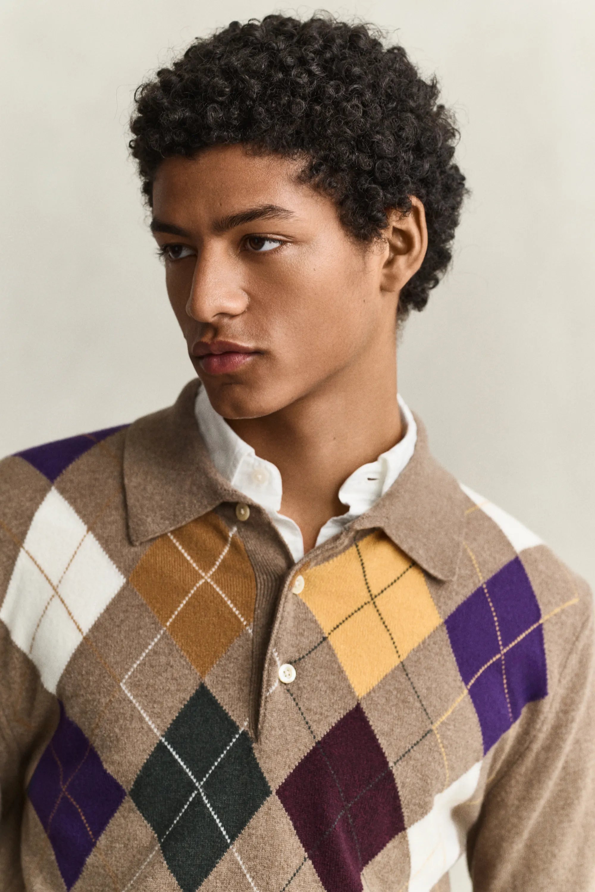 Argyle-Stickpullover aus Wolle