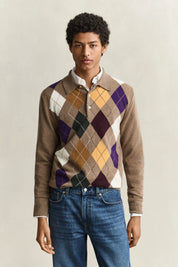 Argyle-Stickpullover aus Wolle