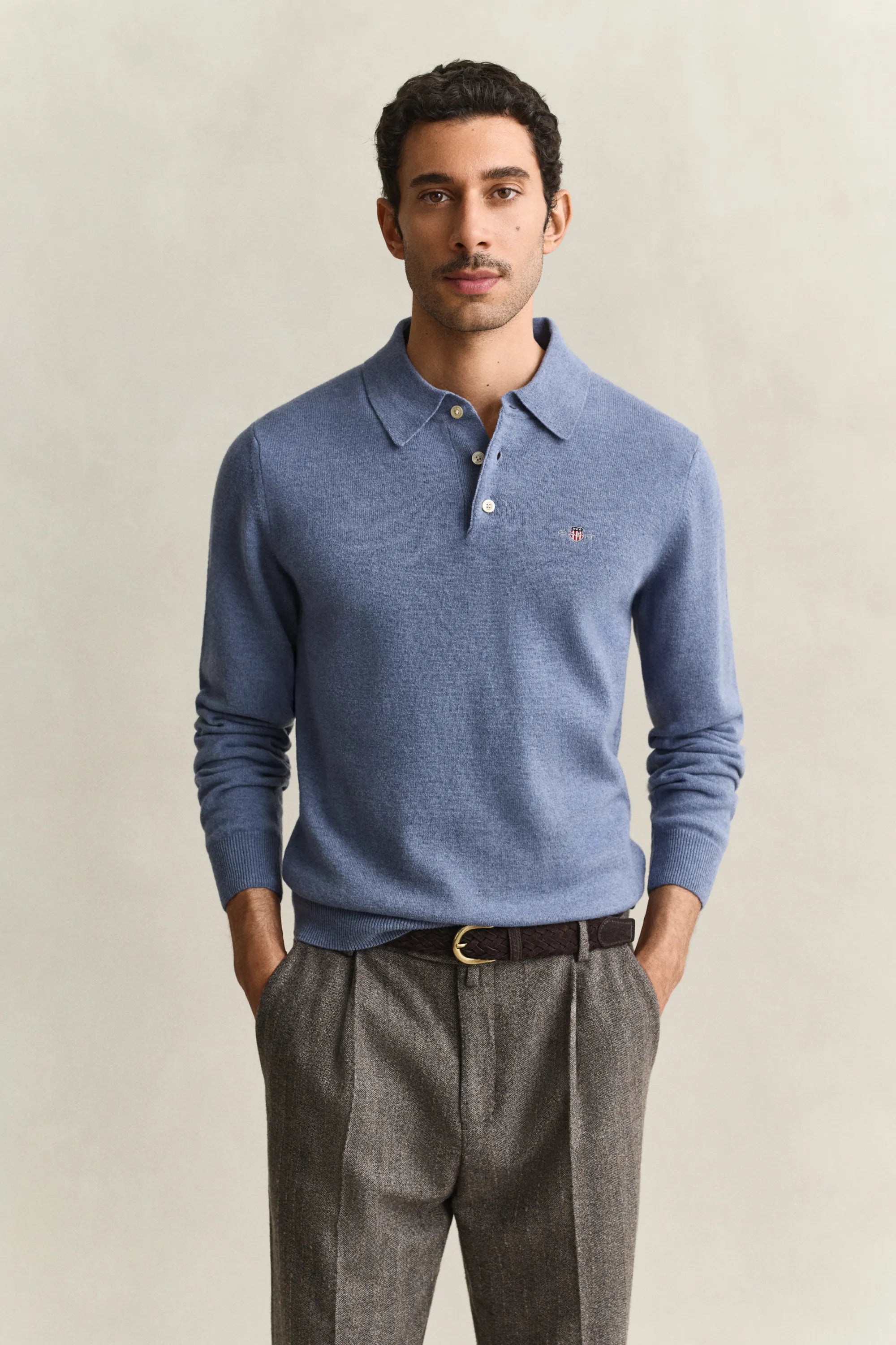 Strickpoloshirt aus Wolle