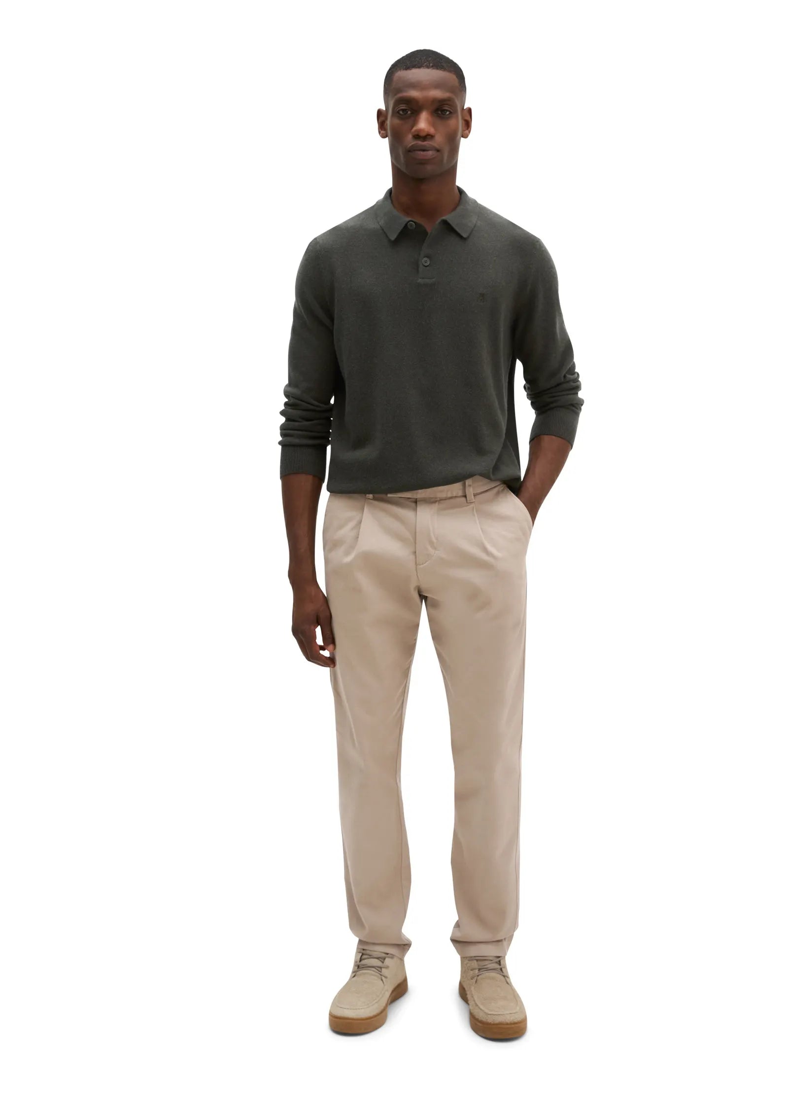 Strick-Poloshirt aus Schurwoll-Mix