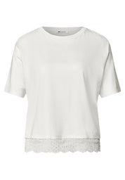 T-Shirt aus Baumwollmix mit Spitze
