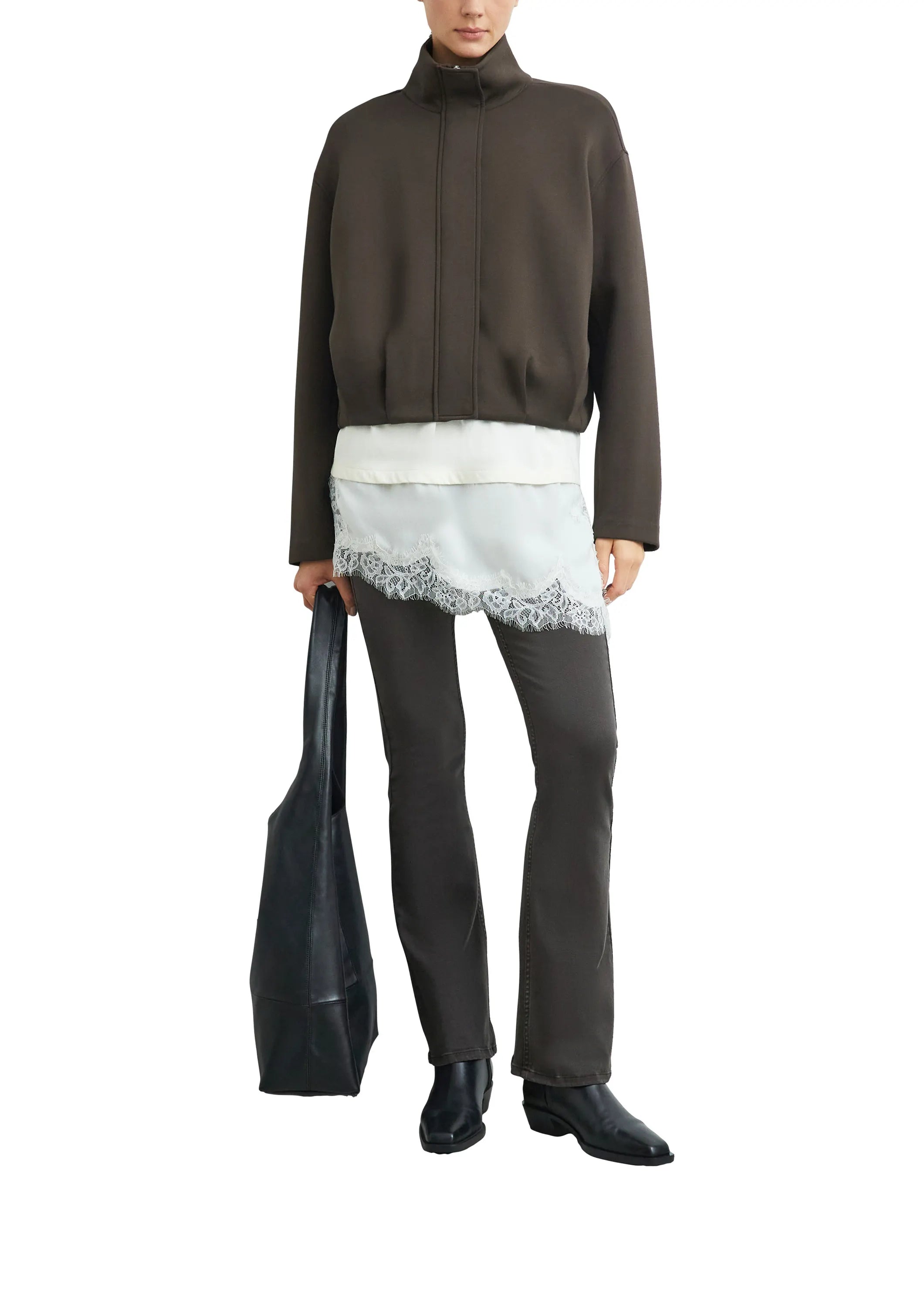 Scuba-Blouson mit Funnelneck