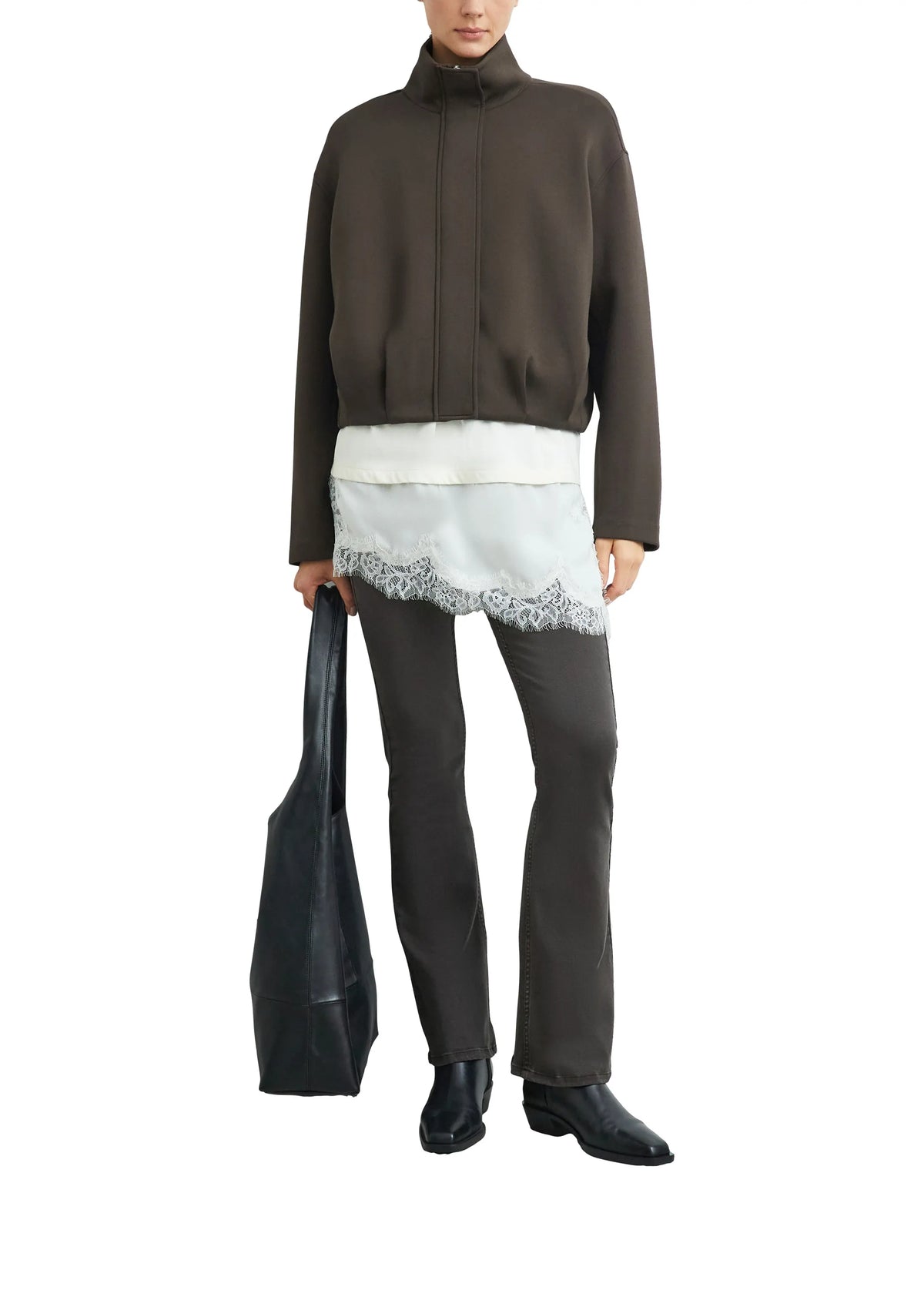 Scuba-Blouson mit Funnelneck