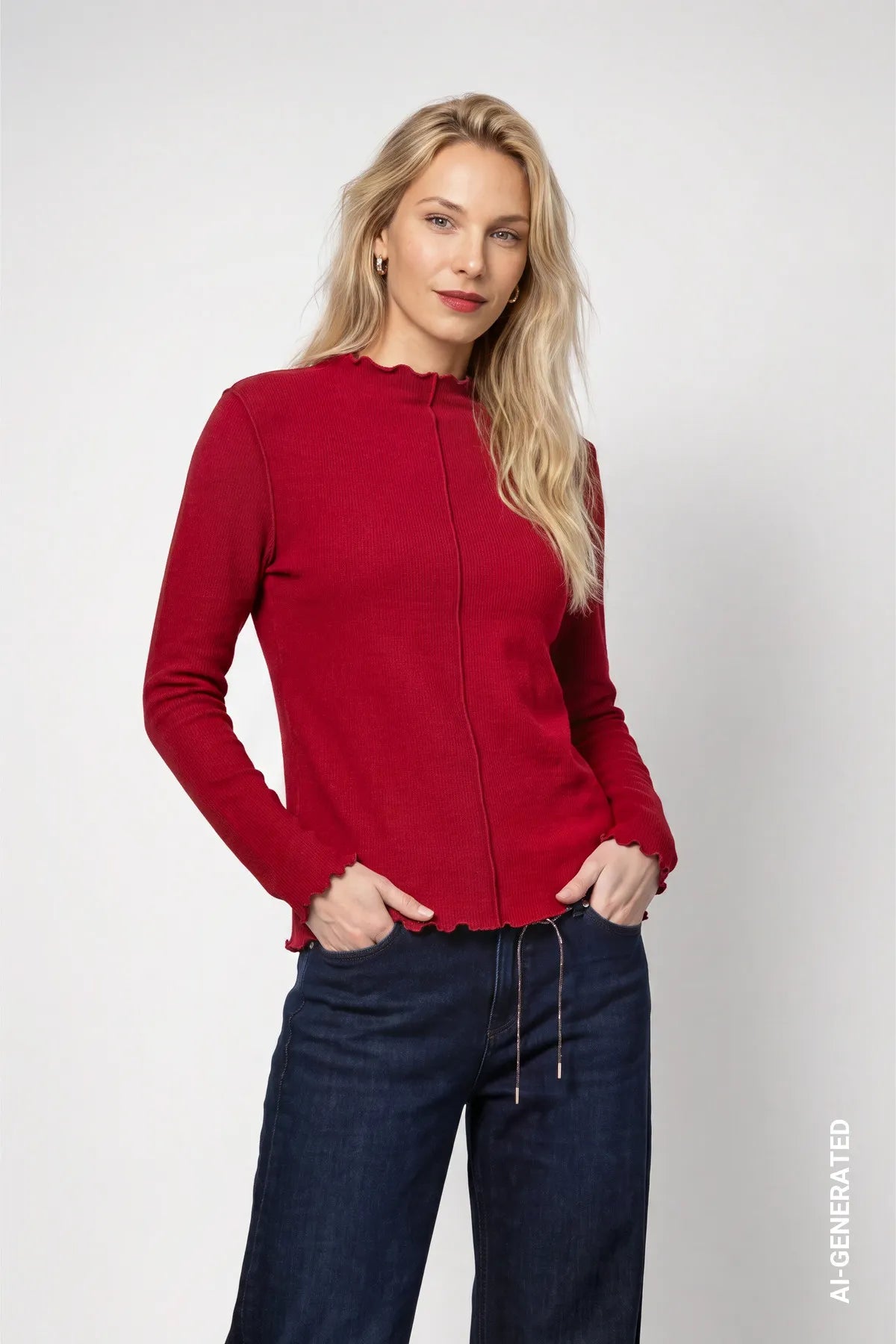 Langarmshirt mit gewelltem Saum