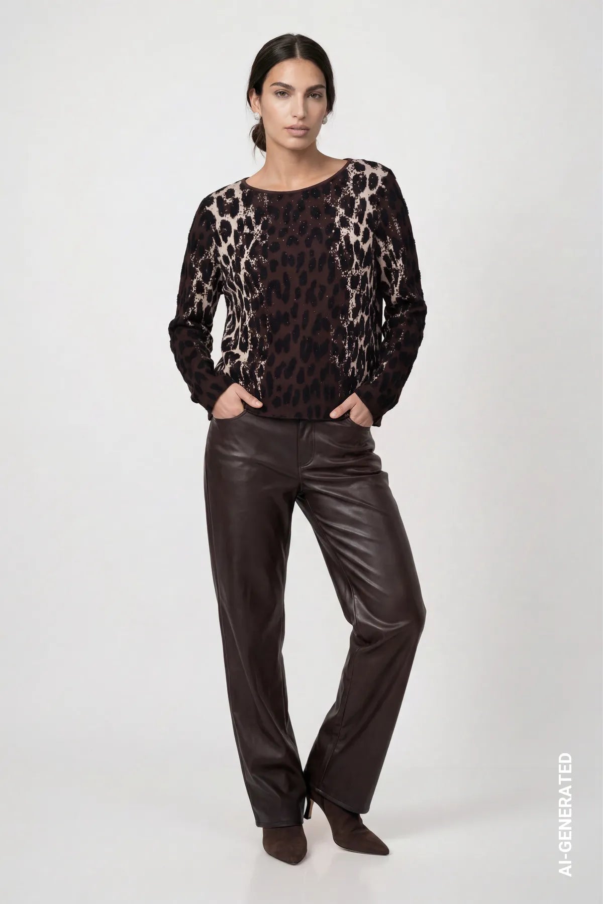 Strickpullover mit Leo-Jacquard-Muster